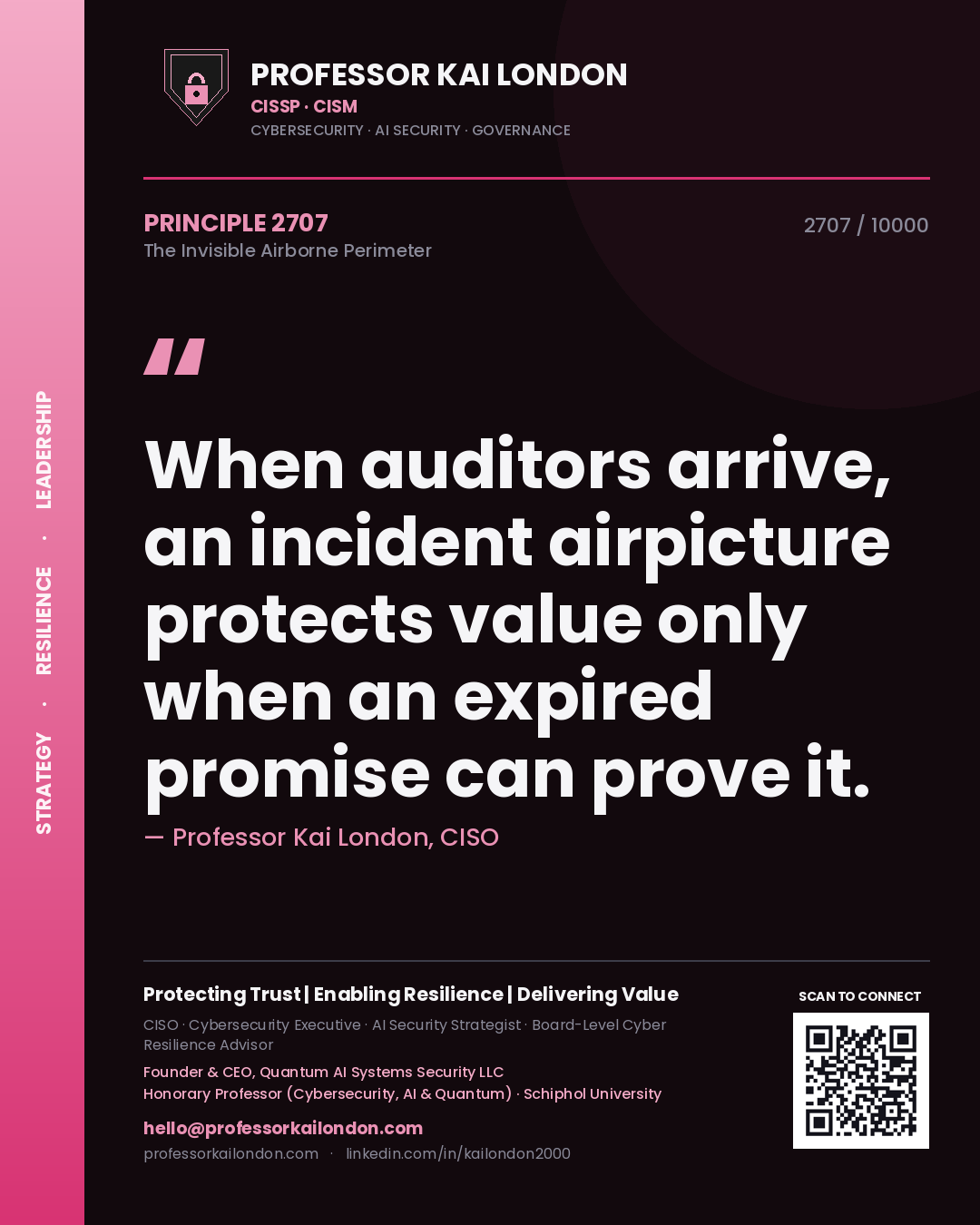 Professor Kai London principle 2707: When auditors arrive, an incident airpicture protects value only when an expired promise can prove it.