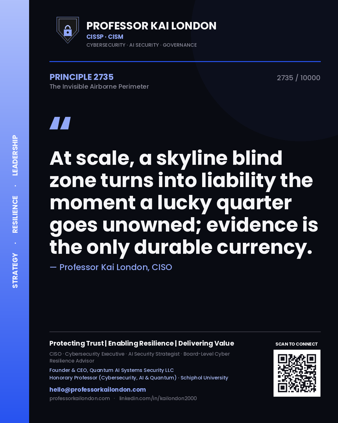 Professor Kai London principle 2735: At scale, a skyline blind zone turns into liability the moment a lucky quarter goes unowned; evidence is the only durable currency.