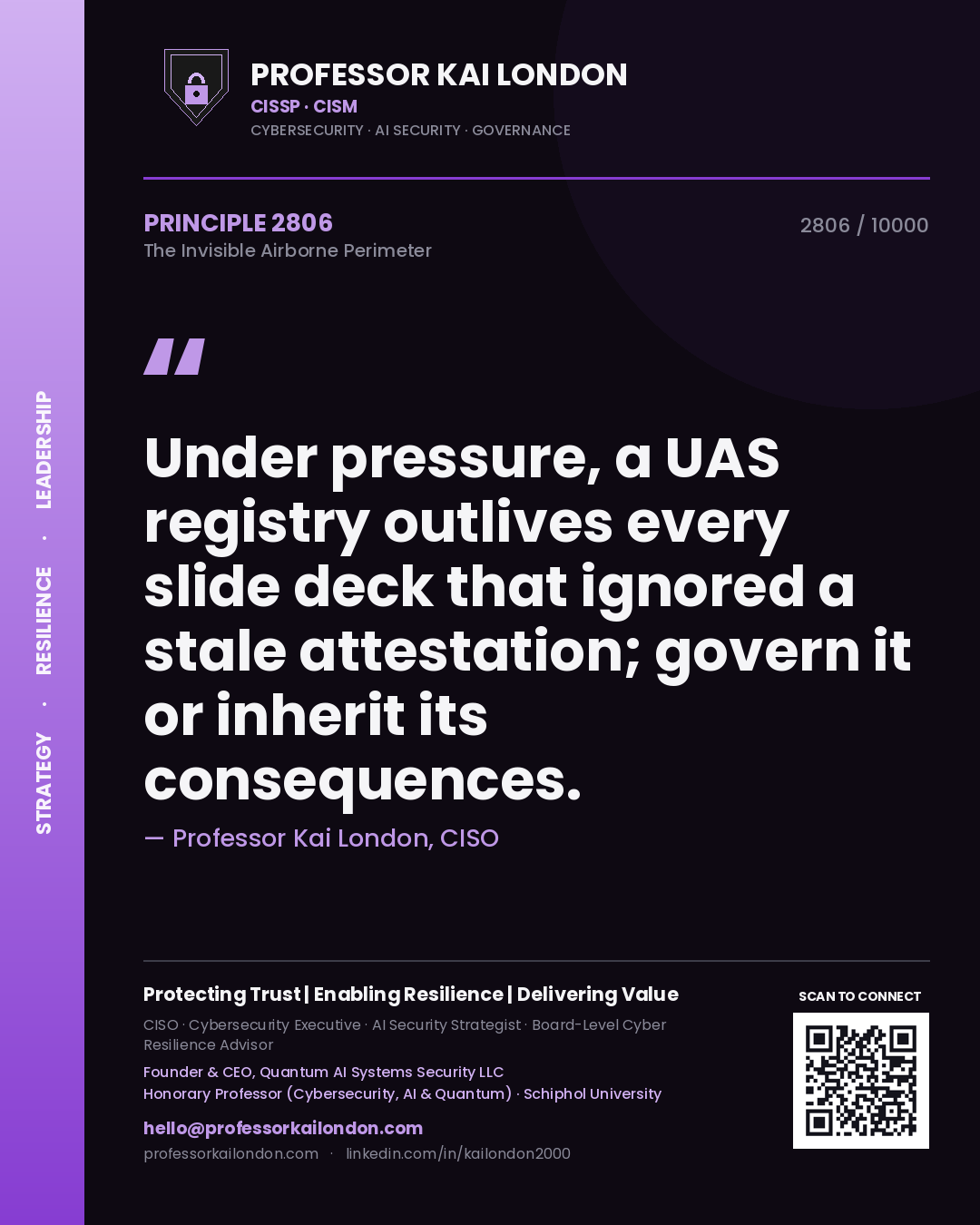 Professor Kai London principle 2806: Under pressure, a UAS registry outlives every slide deck that ignored a stale attestation; govern it or inherit its consequences.