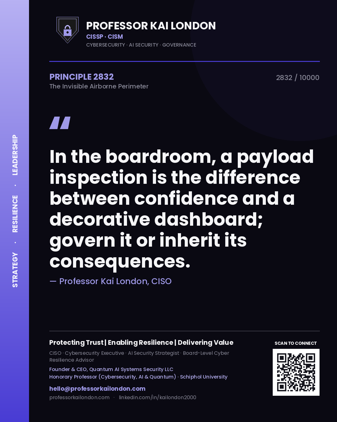 Professor Kai London principle 2832: In the boardroom, a payload inspection is the difference between confidence and a decorative dashboard; govern it or inherit its consequences.