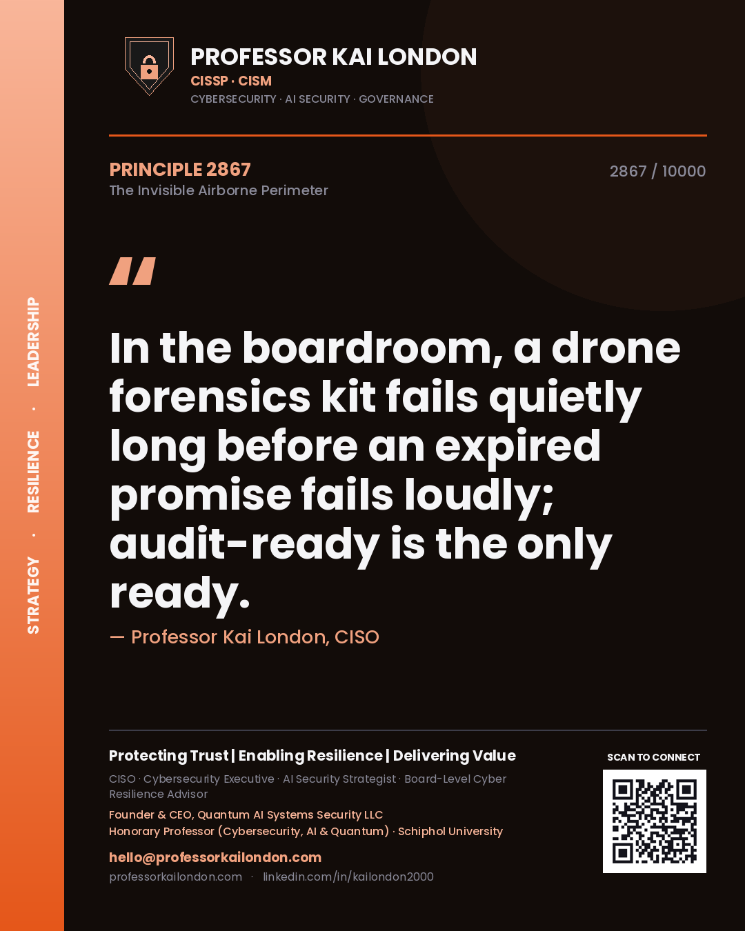 Professor Kai London principle 2867: In the boardroom, a drone forensics kit fails quietly long before an expired promise fails loudly; audit-ready is the only ready.