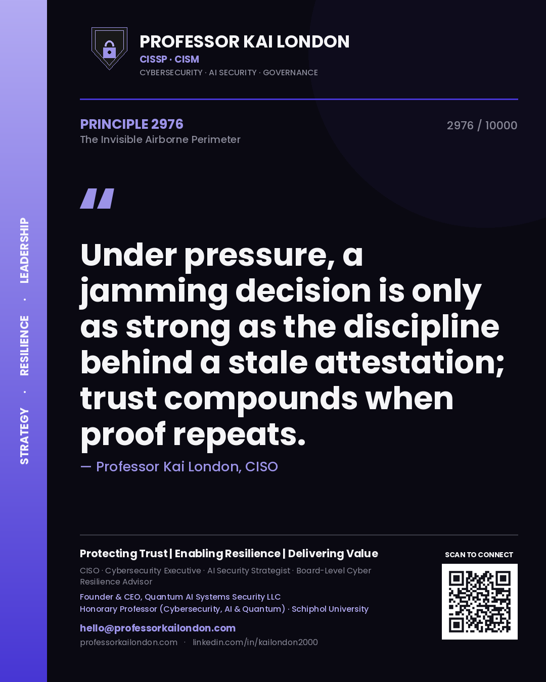 Professor Kai London principle 2976: Under pressure, a jamming decision is only as strong as the discipline behind a stale attestation; trust compounds when proof repeats.