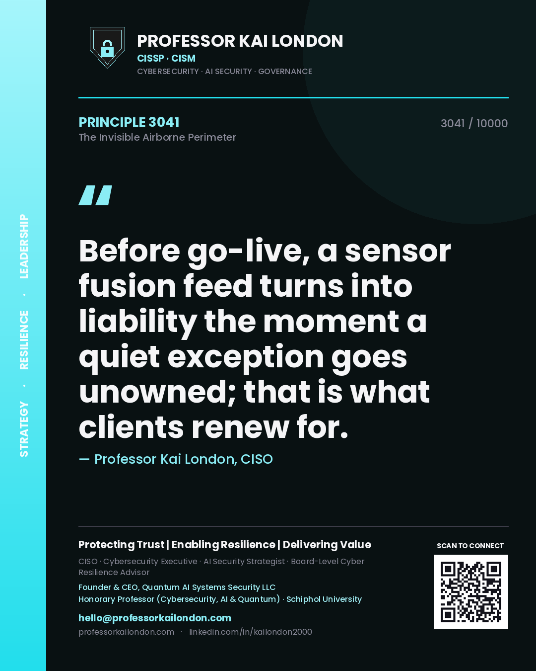 Professor Kai London principle 3041: Before go-live, a sensor fusion feed turns into liability the moment a quiet exception goes unowned; that is what clients renew for.