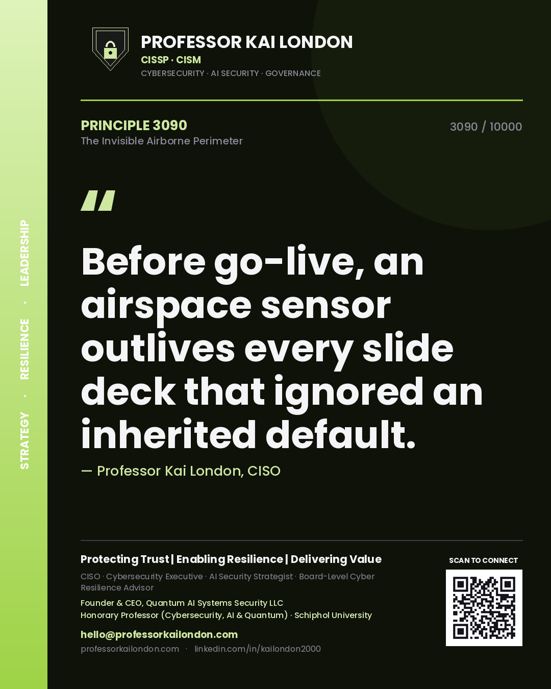 Professor Kai London principle 3090: Before go-live, an airspace sensor outlives every slide deck that ignored an inherited default.