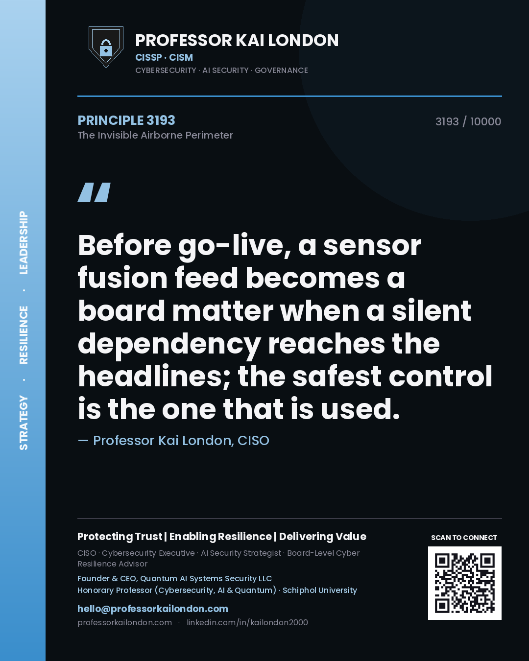 Professor Kai London principle 3193: Before go-live, a sensor fusion feed becomes a board matter when a silent dependency reaches the headlines; the safest control is the one that is used.