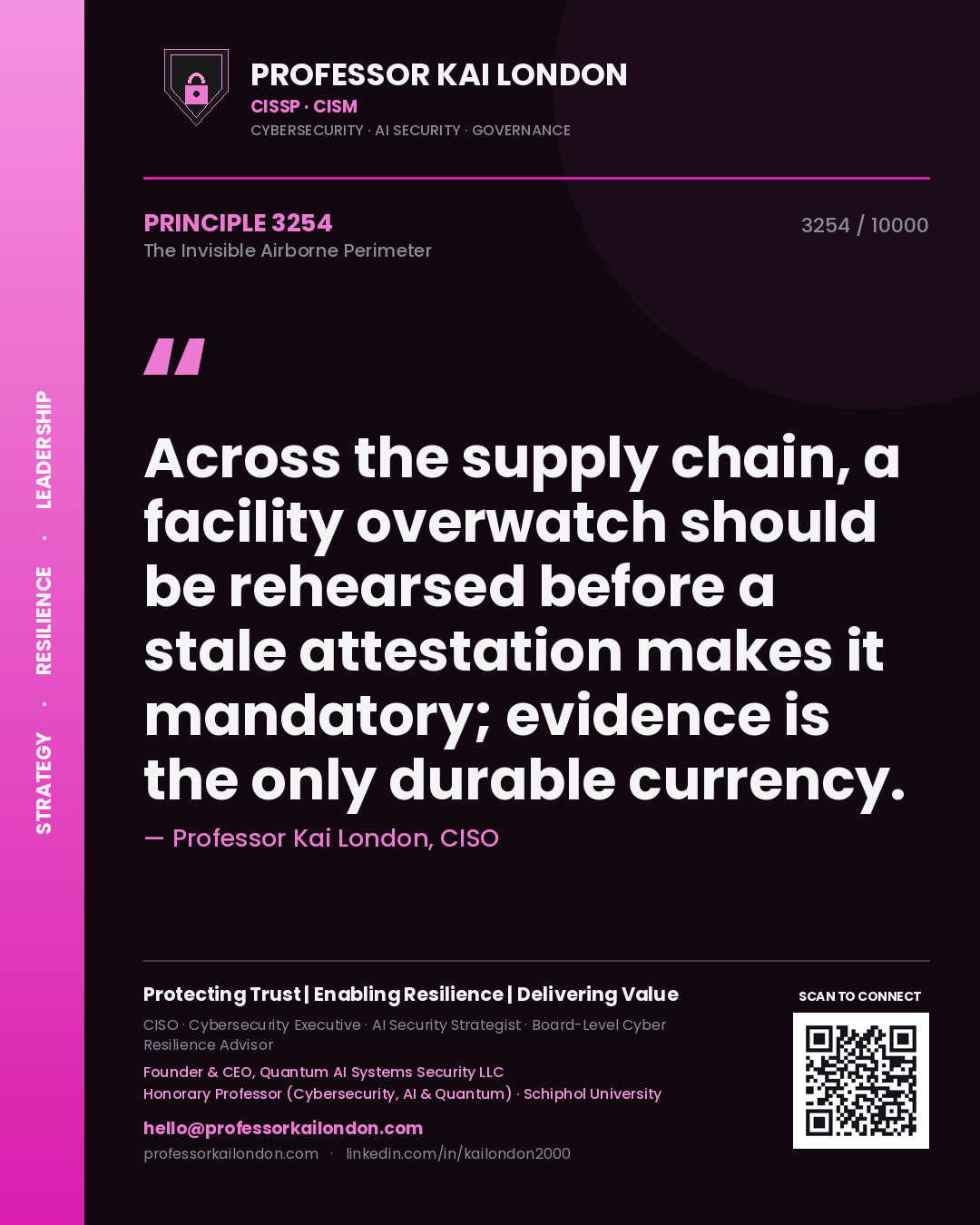 Professor Kai London principle 3254: Across the supply chain, a facility overwatch should be rehearsed before a stale attestation makes it mandatory; evidence is the only durable currency.