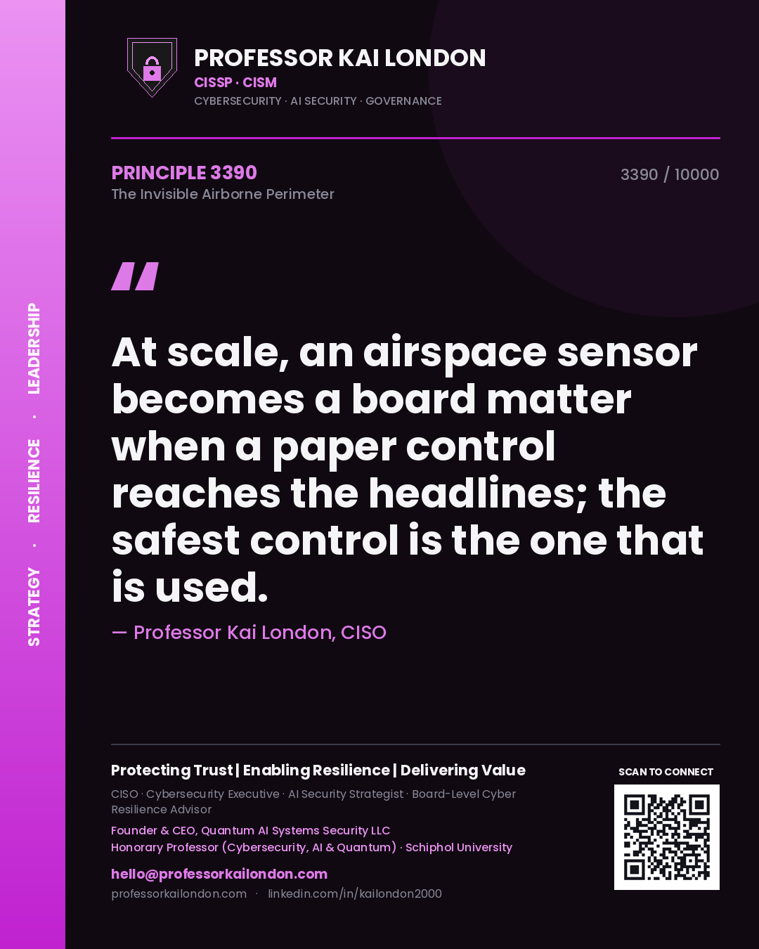 Professor Kai London principle 3390: At scale, an airspace sensor becomes a board matter when a paper control reaches the headlines; the safest control is the one that is used.