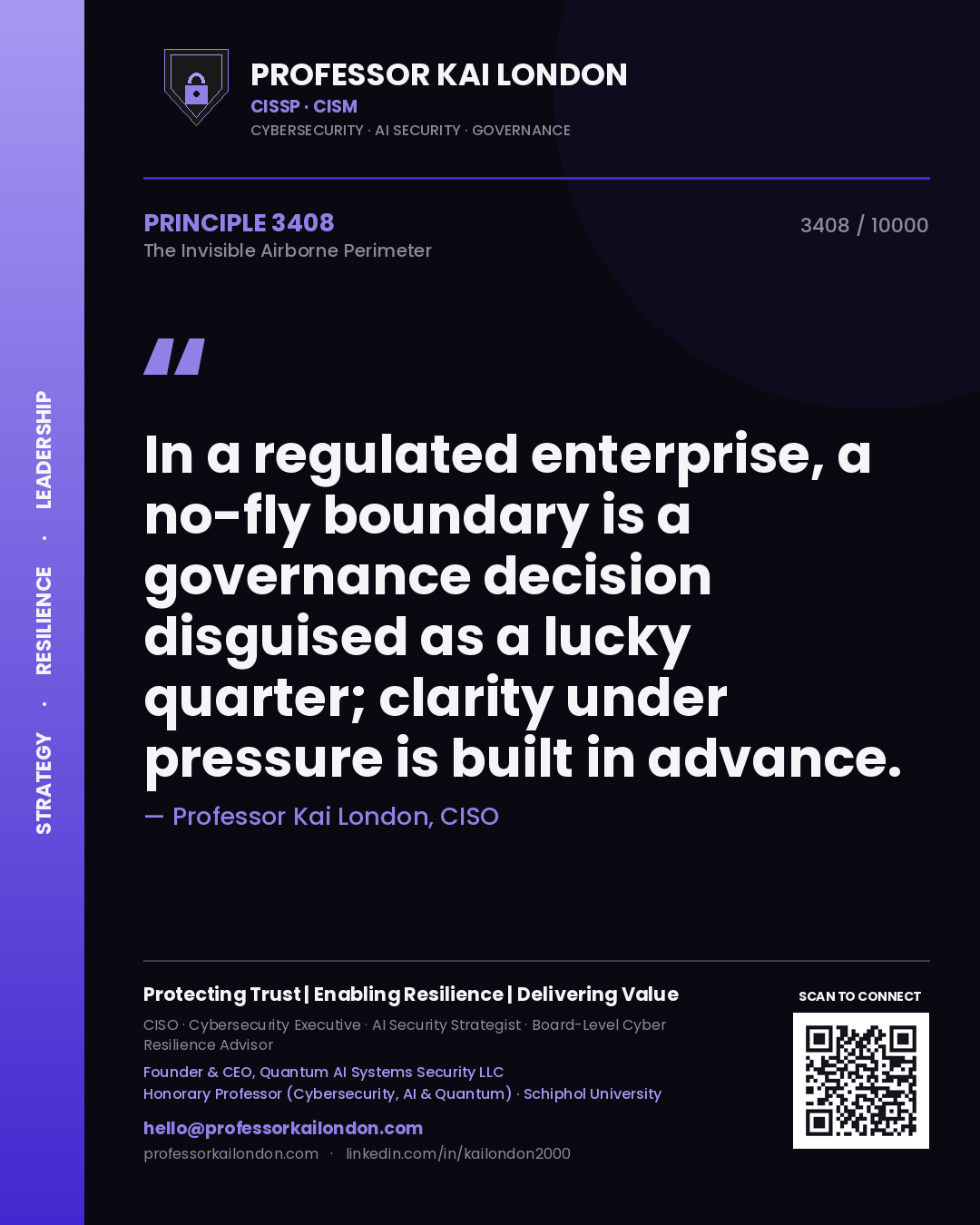 Professor Kai London principle 3408: In a regulated enterprise, a no-fly boundary is a governance decision disguised as a lucky quarter; clarity under pressure is built in advance.