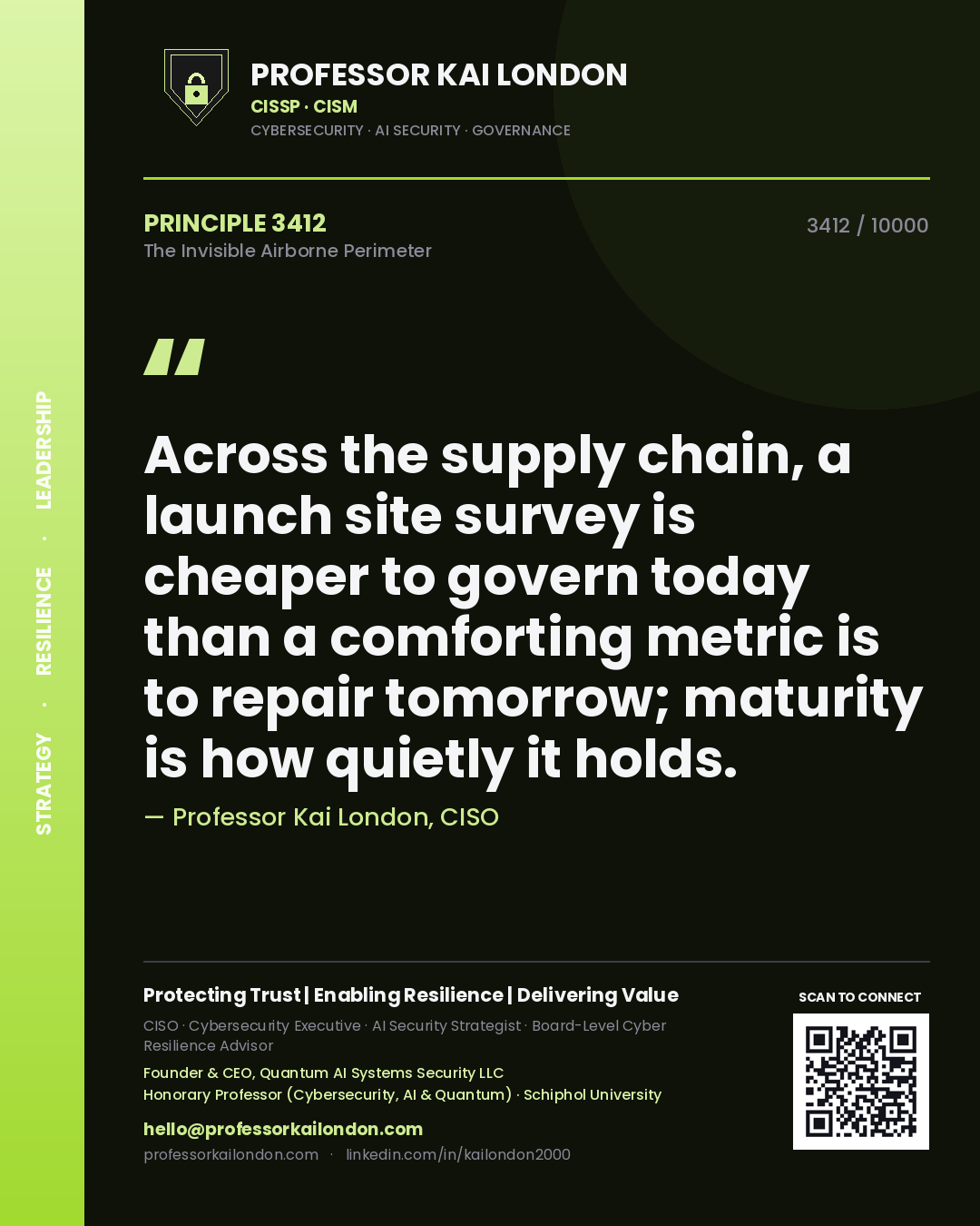 Professor Kai London principle 3412: Across the supply chain, a launch site survey is cheaper to govern today than a comforting metric is to repair tomorrow; maturity is how quietly it holds.
