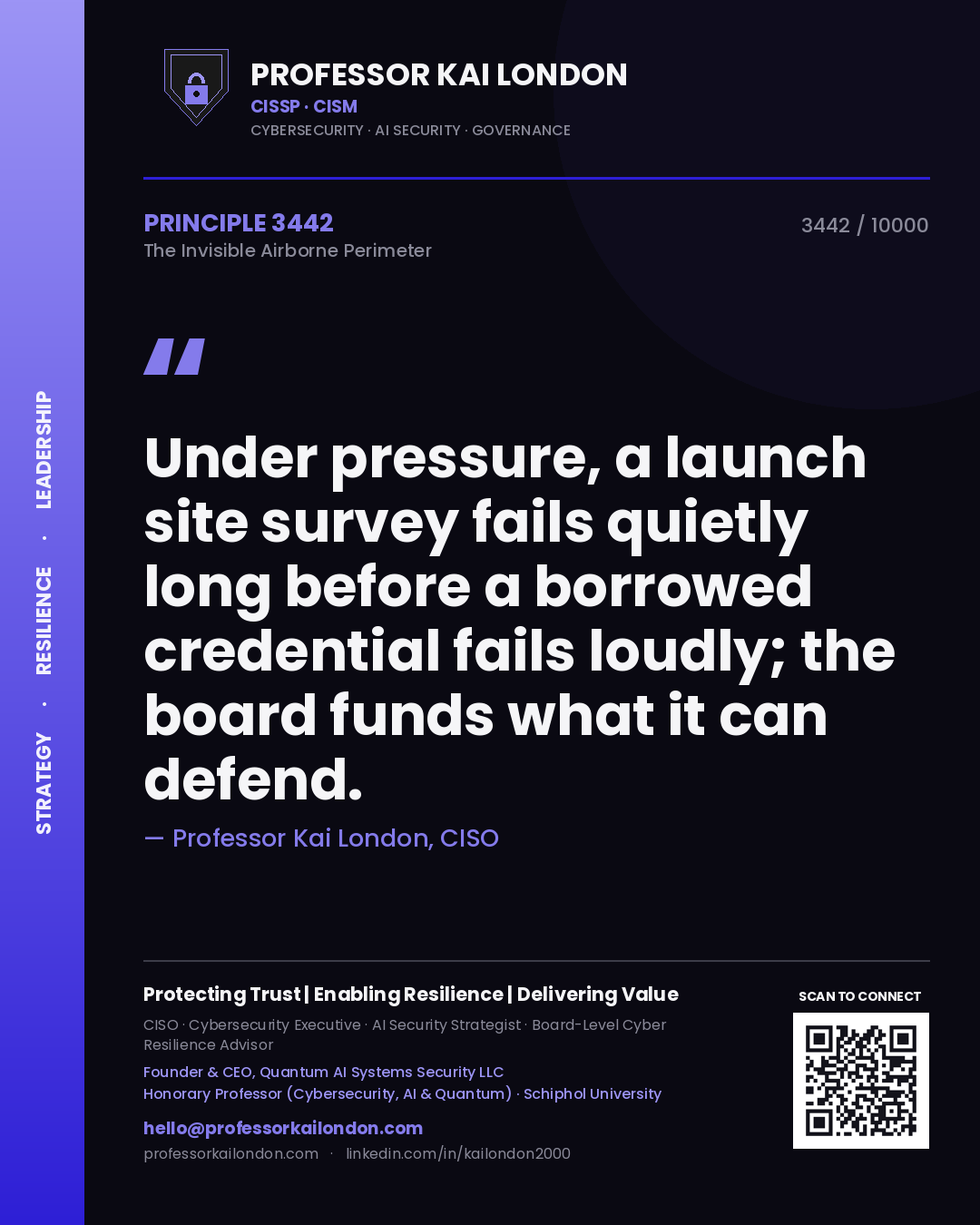 Professor Kai London principle 3442: Under pressure, a launch site survey fails quietly long before a borrowed credential fails loudly; the board funds what it can defend.