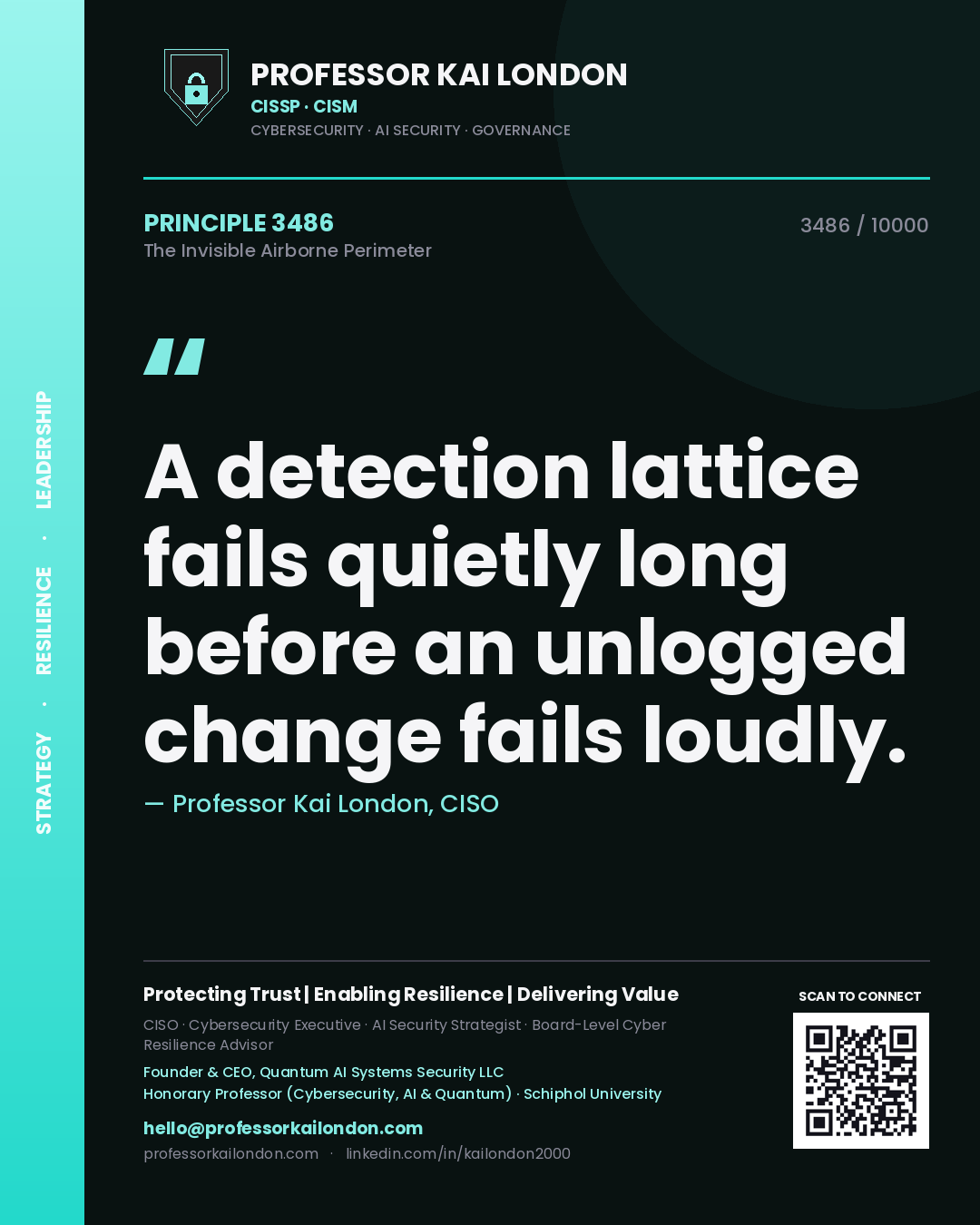 Professor Kai London principle 3486: A detection lattice fails quietly long before an unlogged change fails loudly.