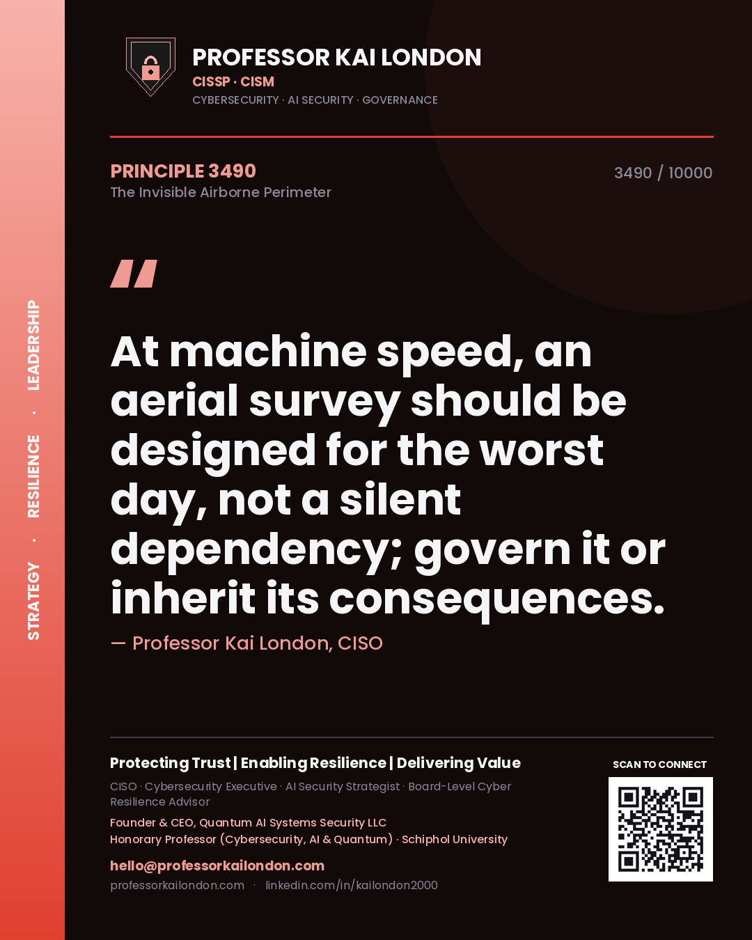 Professor Kai London principle 3490: At machine speed, an aerial survey should be designed for the worst day, not a silent dependency; govern it or inherit its consequences.