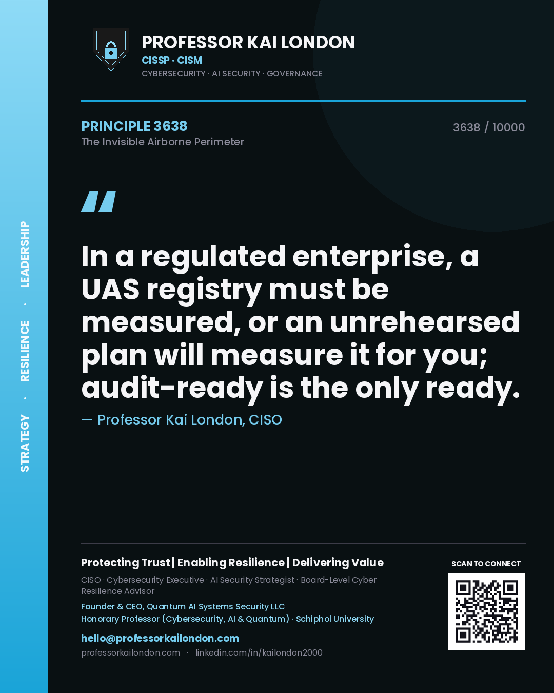 Professor Kai London principle 3638: In a regulated enterprise, a UAS registry must be measured, or an unrehearsed plan will measure it for you; audit-ready is the only ready.