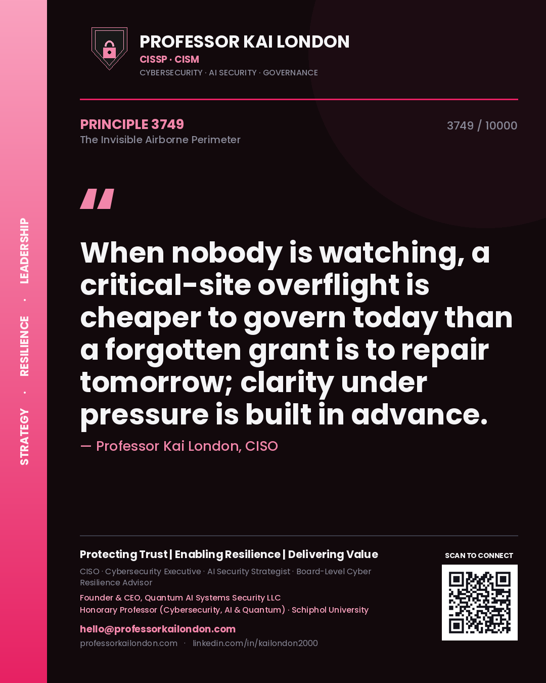 Professor Kai London principle 3749: When nobody is watching, a critical-site overflight is cheaper to govern today than a forgotten grant is to repair tomorrow; clarity under pressure is built in advance.