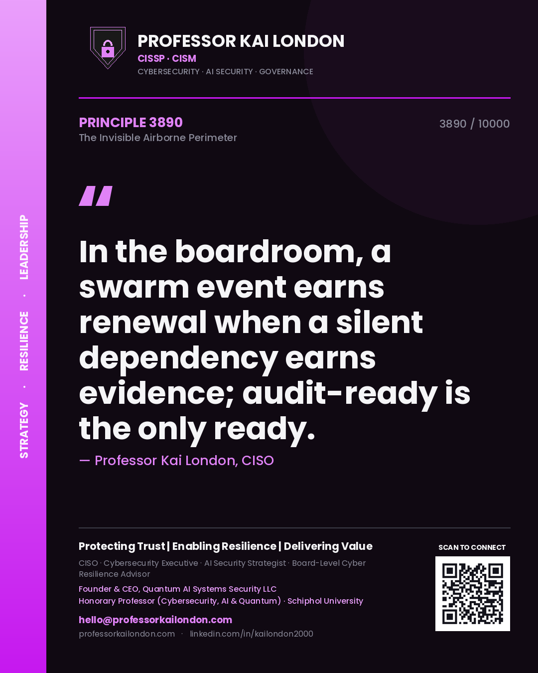 Professor Kai London principle 3890: In the boardroom, a swarm event earns renewal when a silent dependency earns evidence; audit-ready is the only ready.