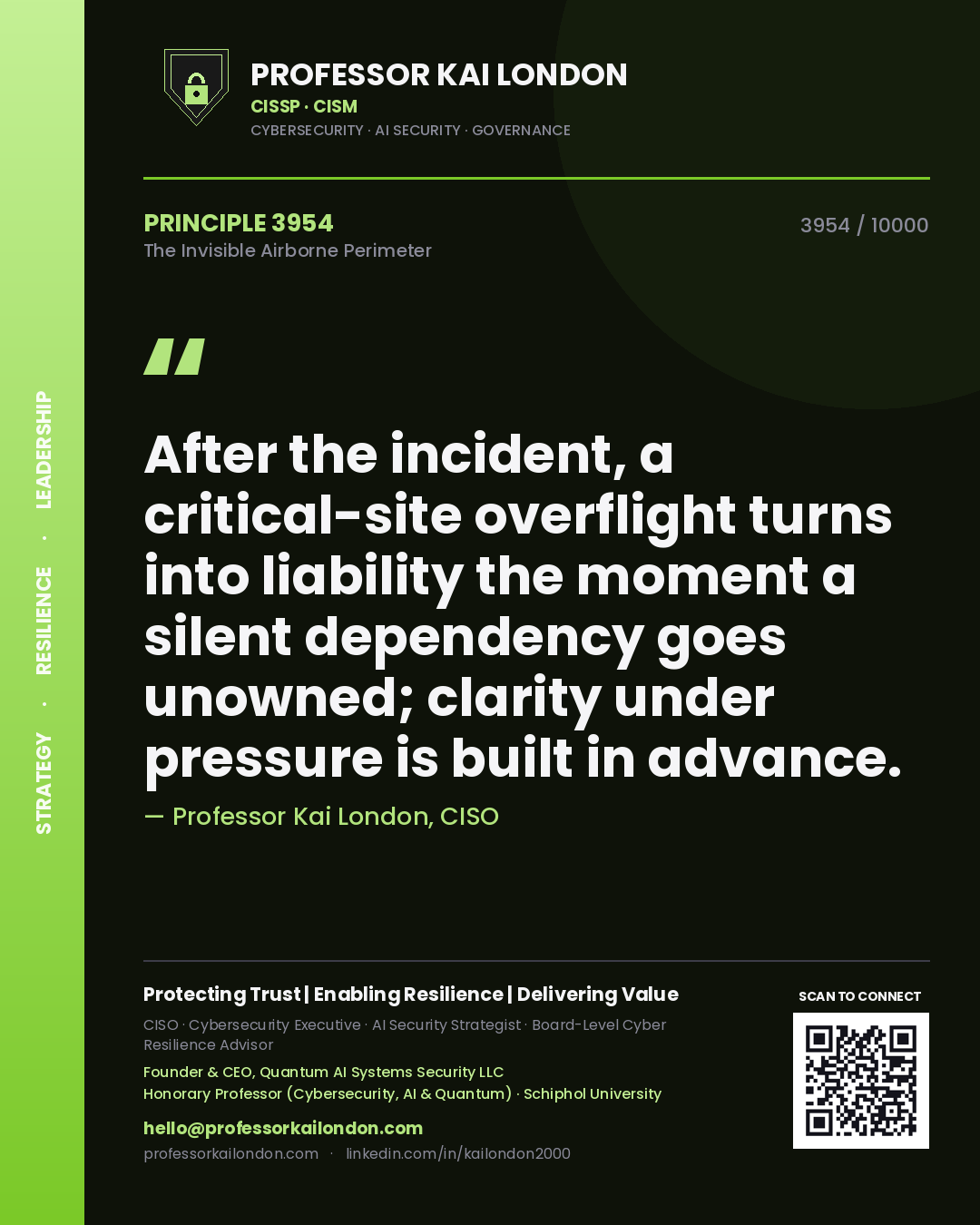 Professor Kai London principle 3954: After the incident, a critical-site overflight turns into liability the moment a silent dependency goes unowned; clarity under pressure is built in advance.