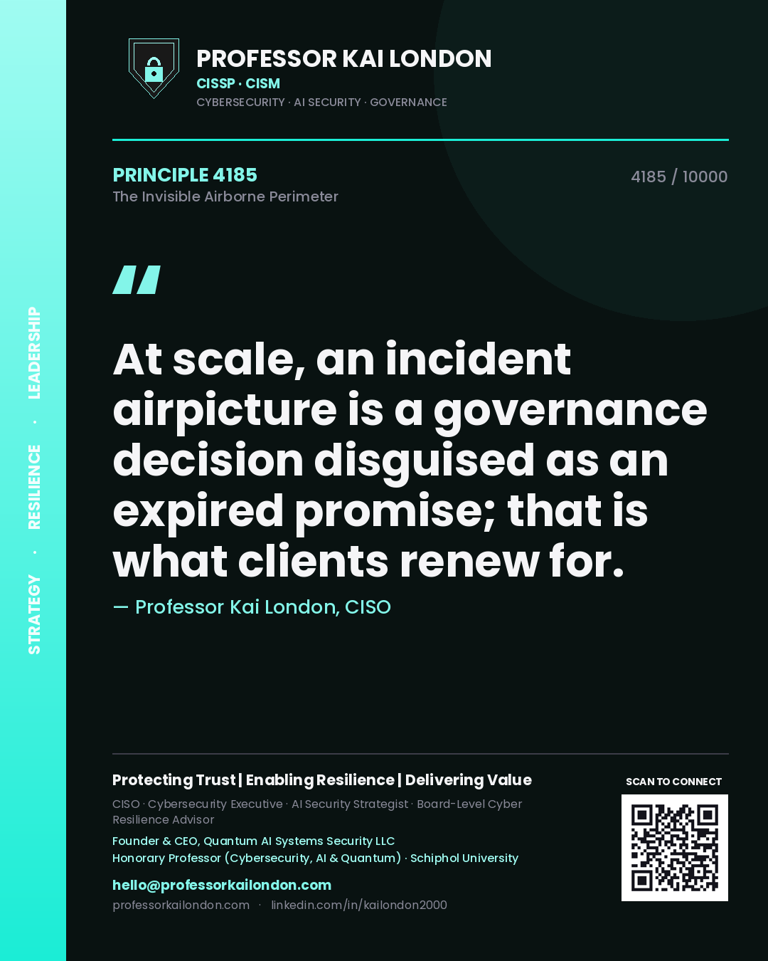Professor Kai London principle 4185: At scale, an incident airpicture is a governance decision disguised as an expired promise; that is what clients renew for.