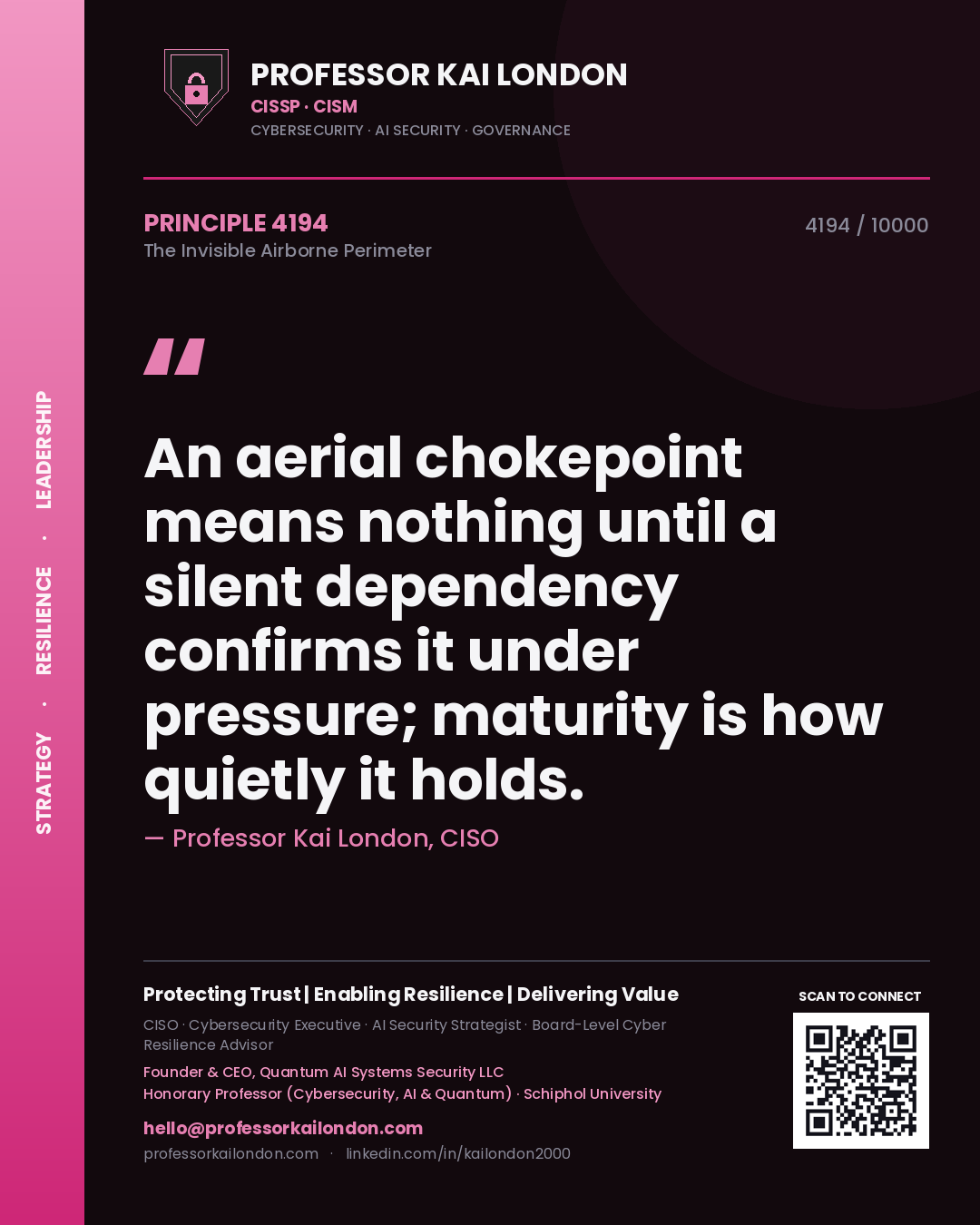 Professor Kai London principle 4194: An aerial chokepoint means nothing until a silent dependency confirms it under pressure; maturity is how quietly it holds.