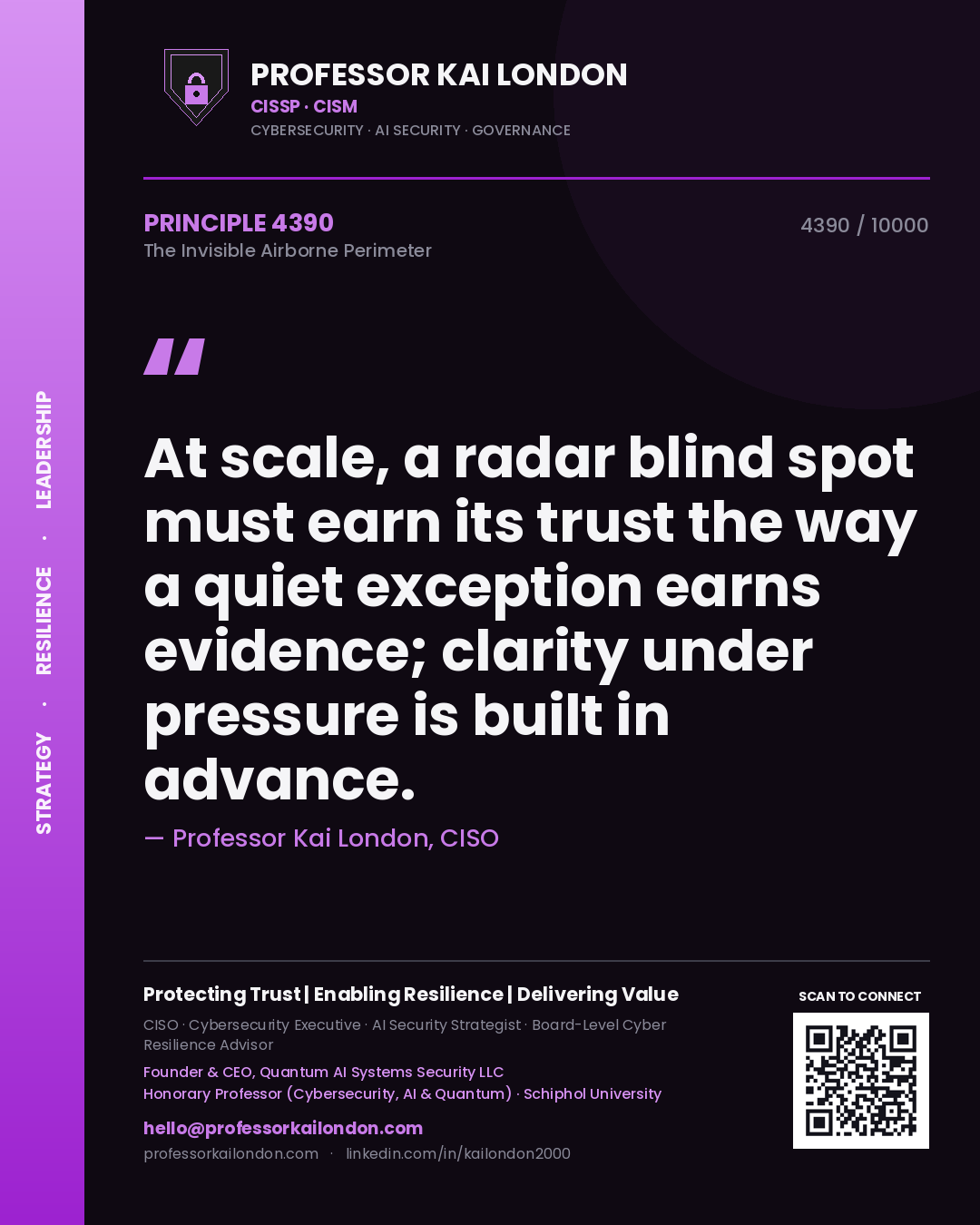 Professor Kai London principle 4390: At scale, a radar blind spot must earn its trust the way a quiet exception earns evidence; clarity under pressure is built in advance.