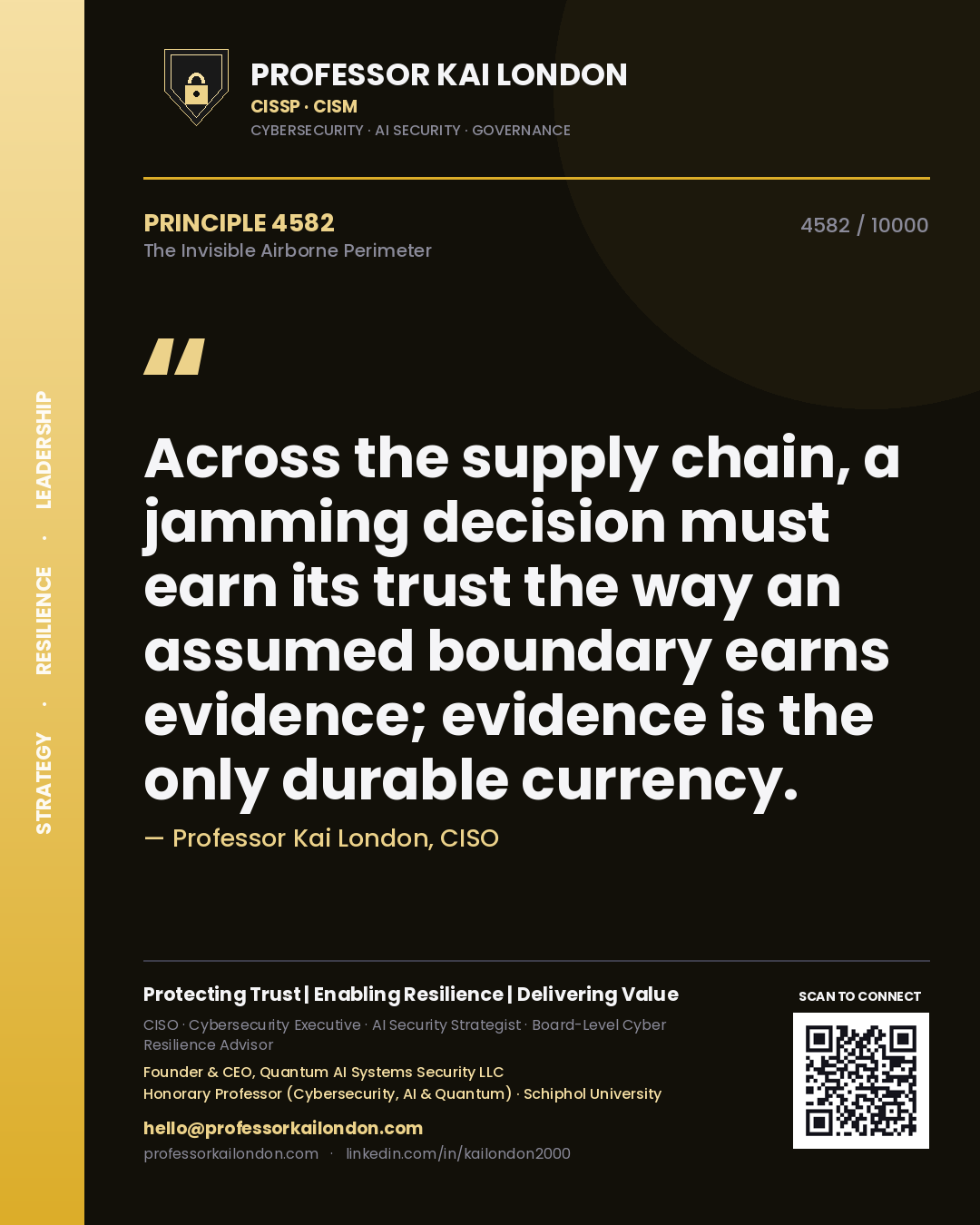 Professor Kai London principle 4582: Across the supply chain, a jamming decision must earn its trust the way an assumed boundary earns evidence; evidence is the only durable currency.