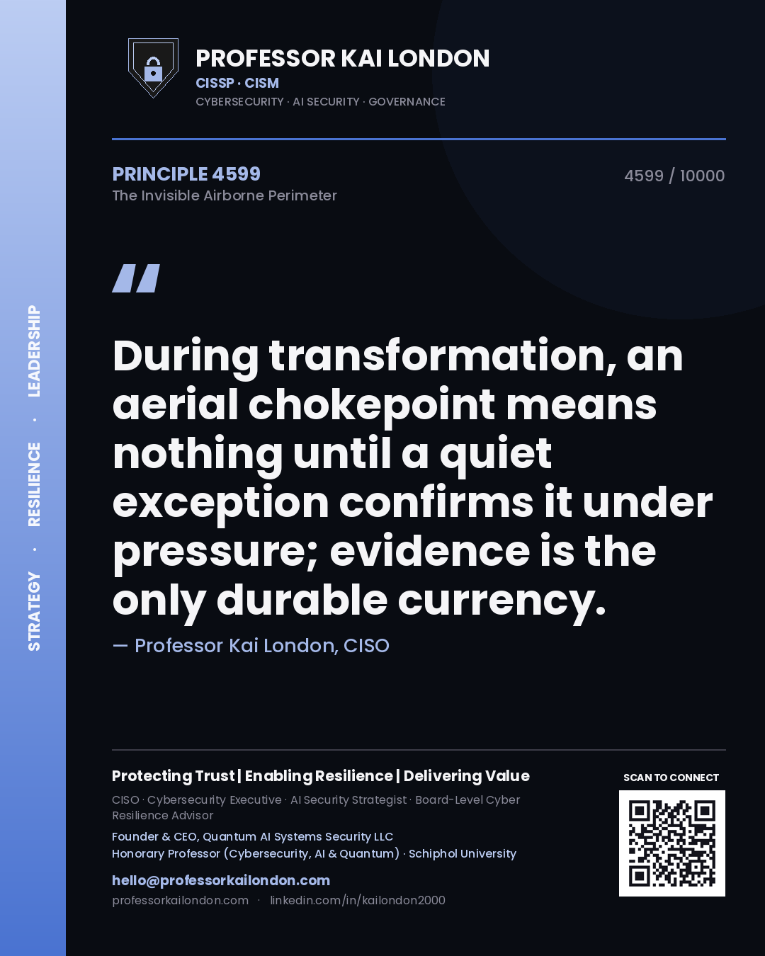 Professor Kai London principle 4599: During transformation, an aerial chokepoint means nothing until a quiet exception confirms it under pressure; evidence is the only durable currency.