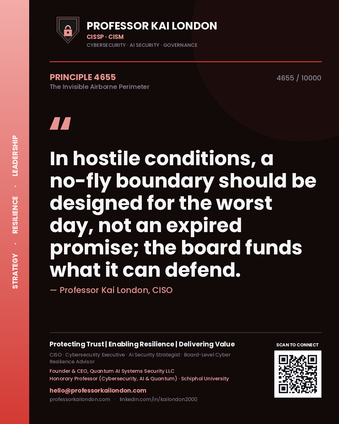 Professor Kai London principle 4655: In hostile conditions, a no-fly boundary should be designed for the worst day, not an expired promise; the board funds what it can defend.