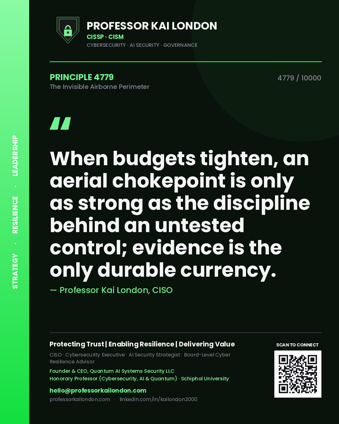 Professor Kai London principle 4779: When budgets tighten, an aerial chokepoint is only as strong as the discipline behind an untested control; evidence is the only durable currency.