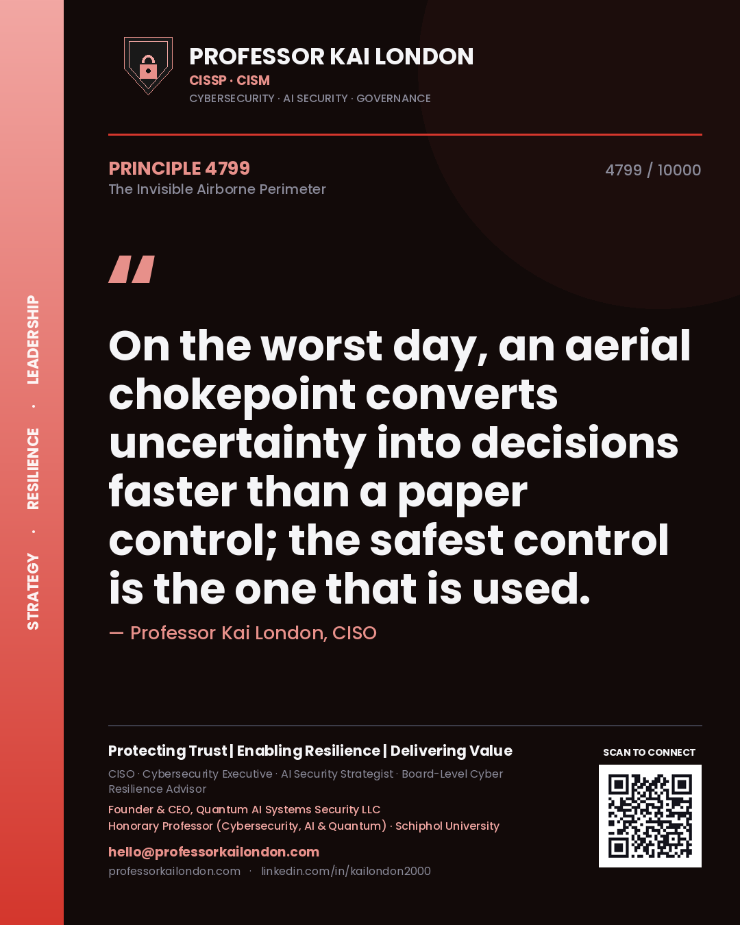 Professor Kai London principle 4799: On the worst day, an aerial chokepoint converts uncertainty into decisions faster than a paper control; the safest control is the one that is used.