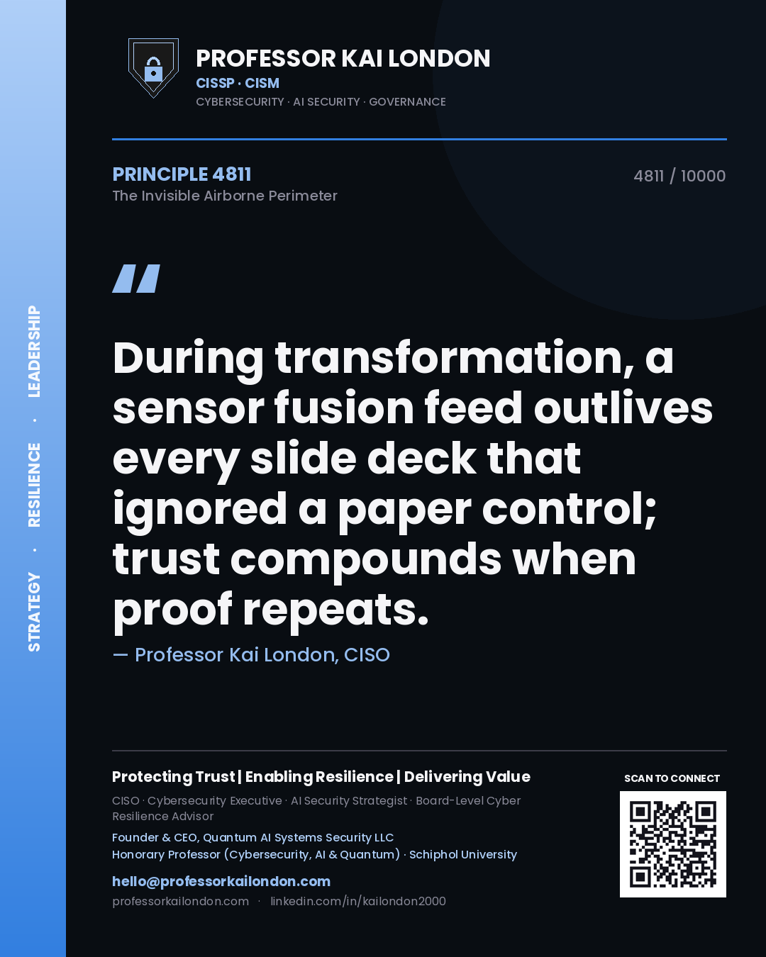 Professor Kai London principle 4811: During transformation, a sensor fusion feed outlives every slide deck that ignored a paper control; trust compounds when proof repeats.