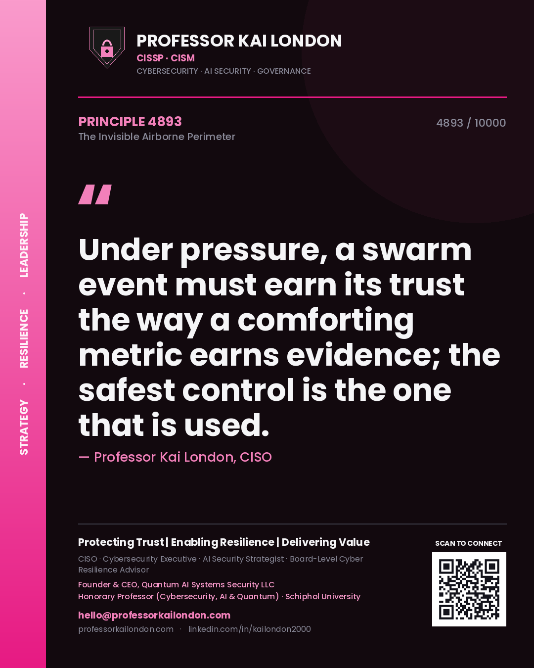Professor Kai London principle 4893: Under pressure, a swarm event must earn its trust the way a comforting metric earns evidence; the safest control is the one that is used.