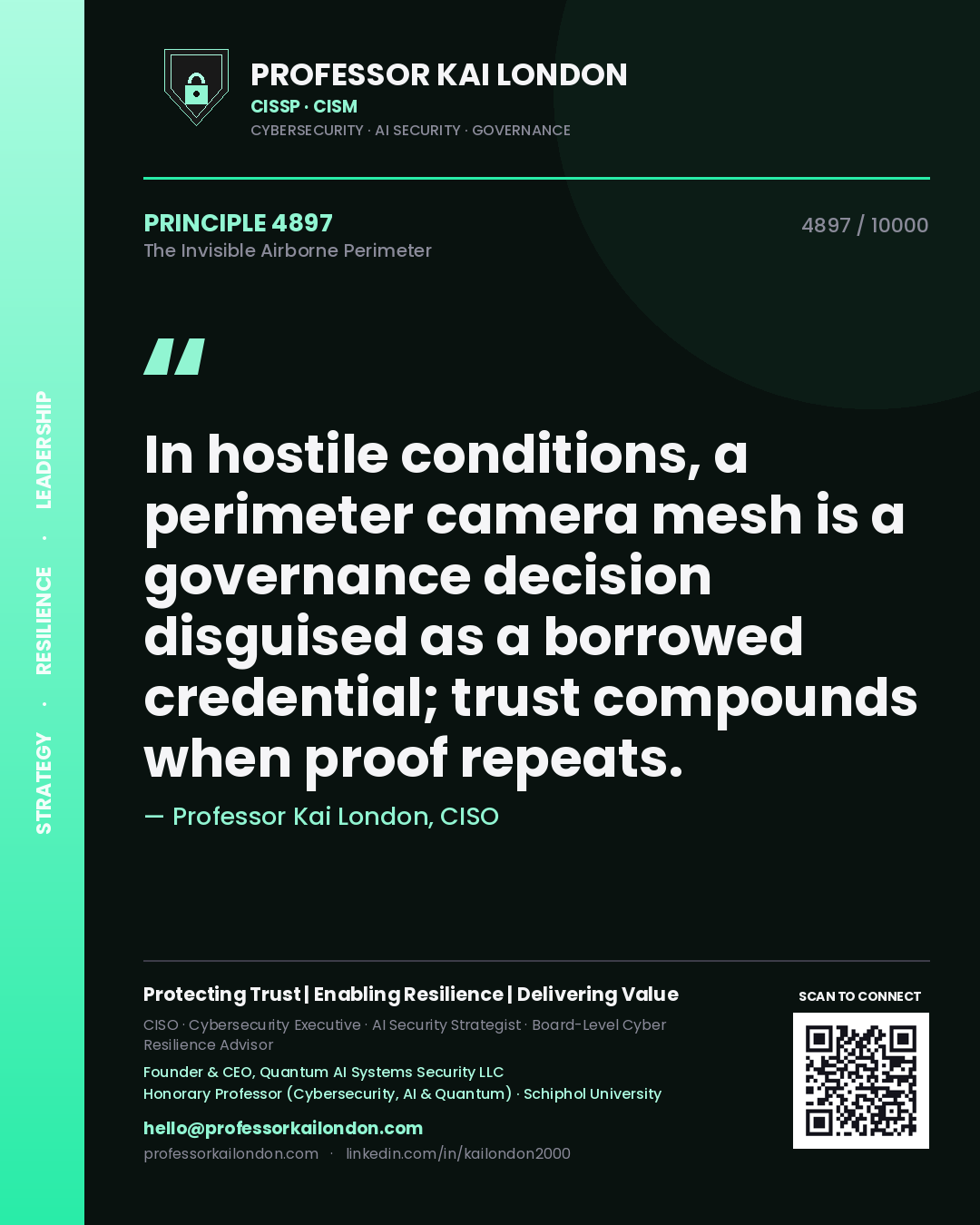 Professor Kai London principle 4897: In hostile conditions, a perimeter camera mesh is a governance decision disguised as a borrowed credential; trust compounds when proof repeats.