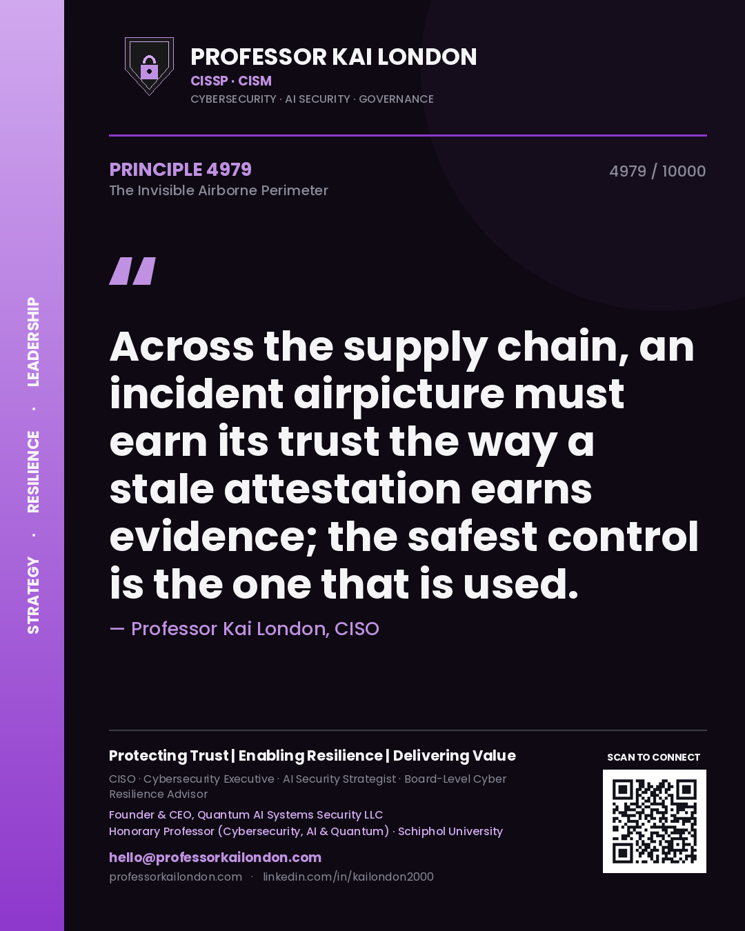 Professor Kai London principle 4979: Across the supply chain, an incident airpicture must earn its trust the way a stale attestation earns evidence; the safest control is the one that is used.