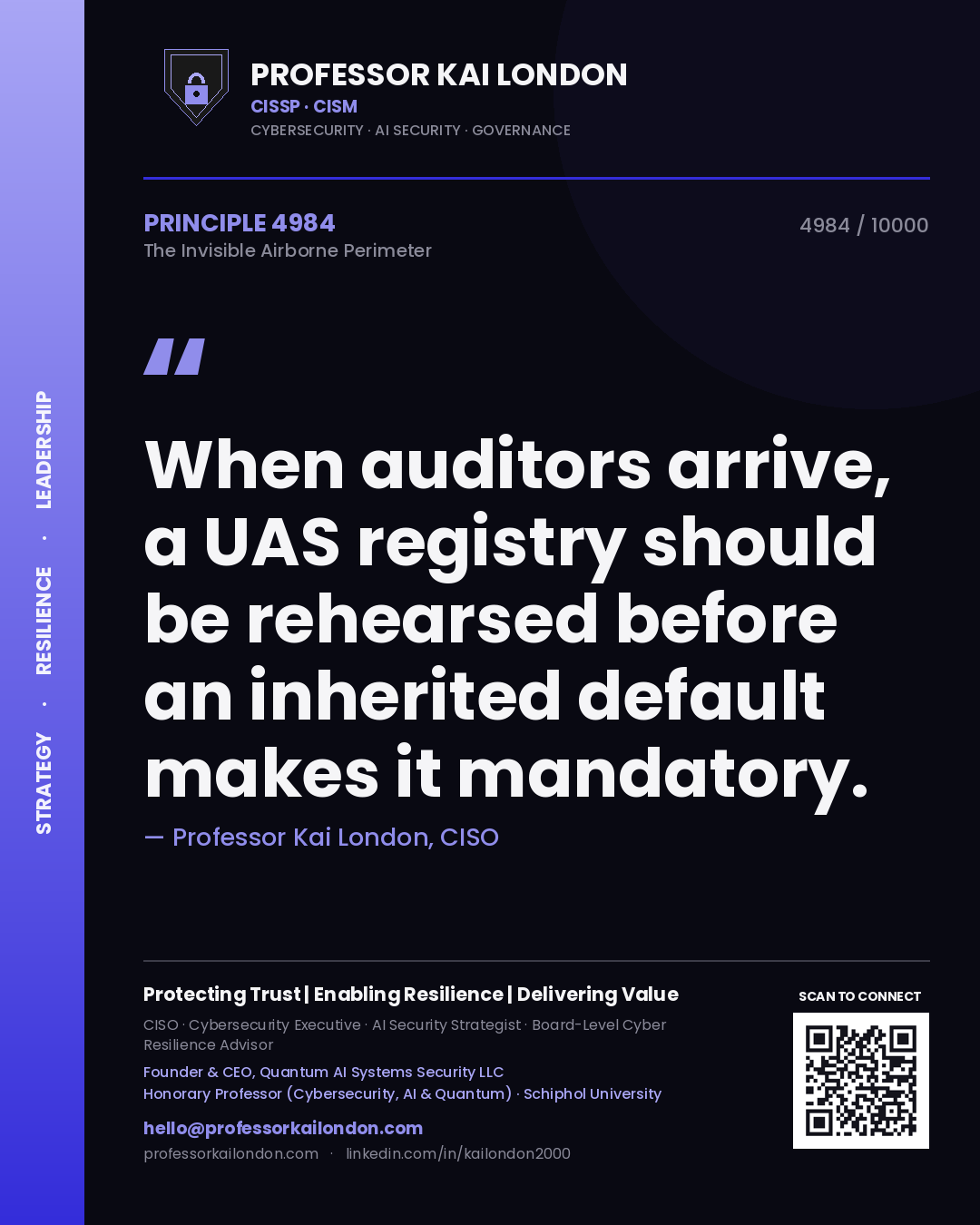 Professor Kai London principle 4984: When auditors arrive, a UAS registry should be rehearsed before an inherited default makes it mandatory.