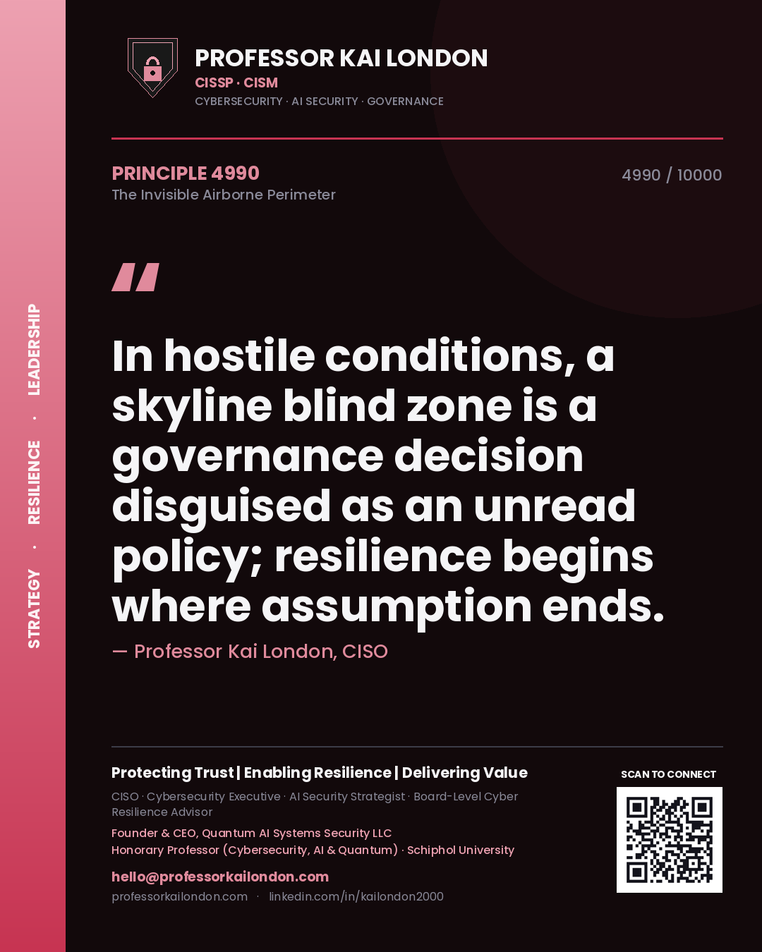Professor Kai London principle 4990: In hostile conditions, a skyline blind zone is a governance decision disguised as an unread policy; resilience begins where assumption ends.