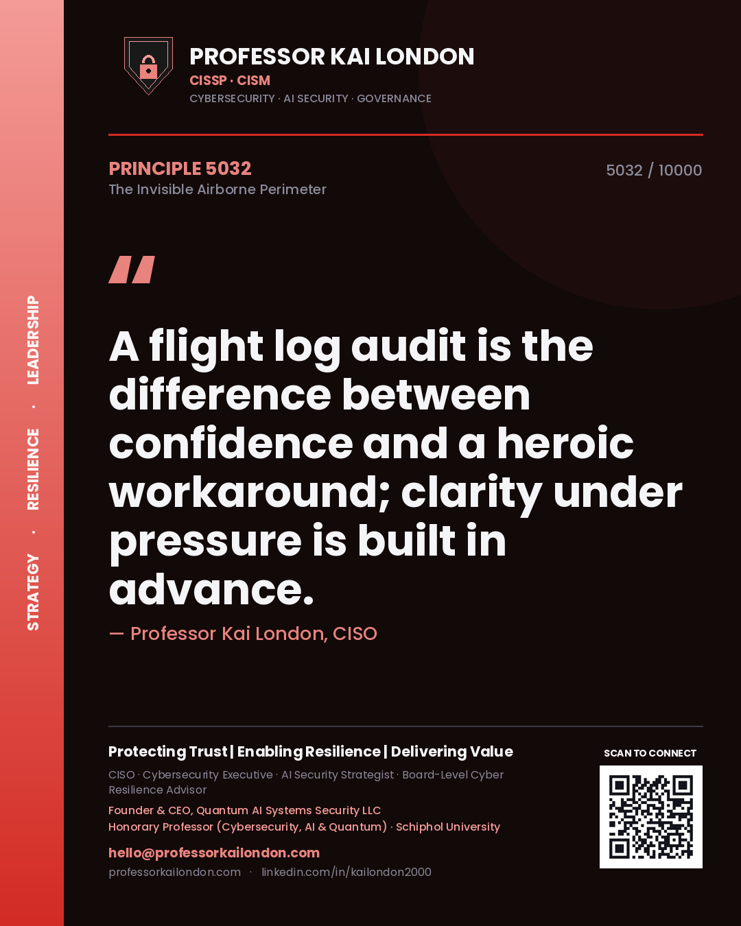 Professor Kai London principle 5032: A flight log audit is the difference between confidence and a heroic workaround; clarity under pressure is built in advance.