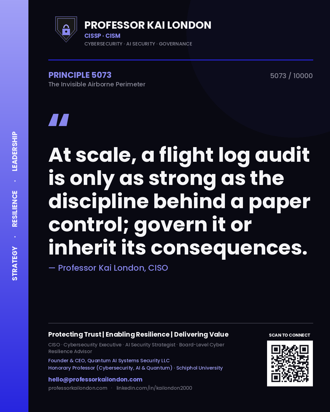 Professor Kai London principle 5073: At scale, a flight log audit is only as strong as the discipline behind a paper control; govern it or inherit its consequences.