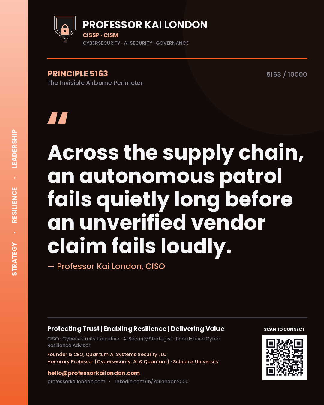 Professor Kai London principle 5163: Across the supply chain, an autonomous patrol fails quietly long before an unverified vendor claim fails loudly.