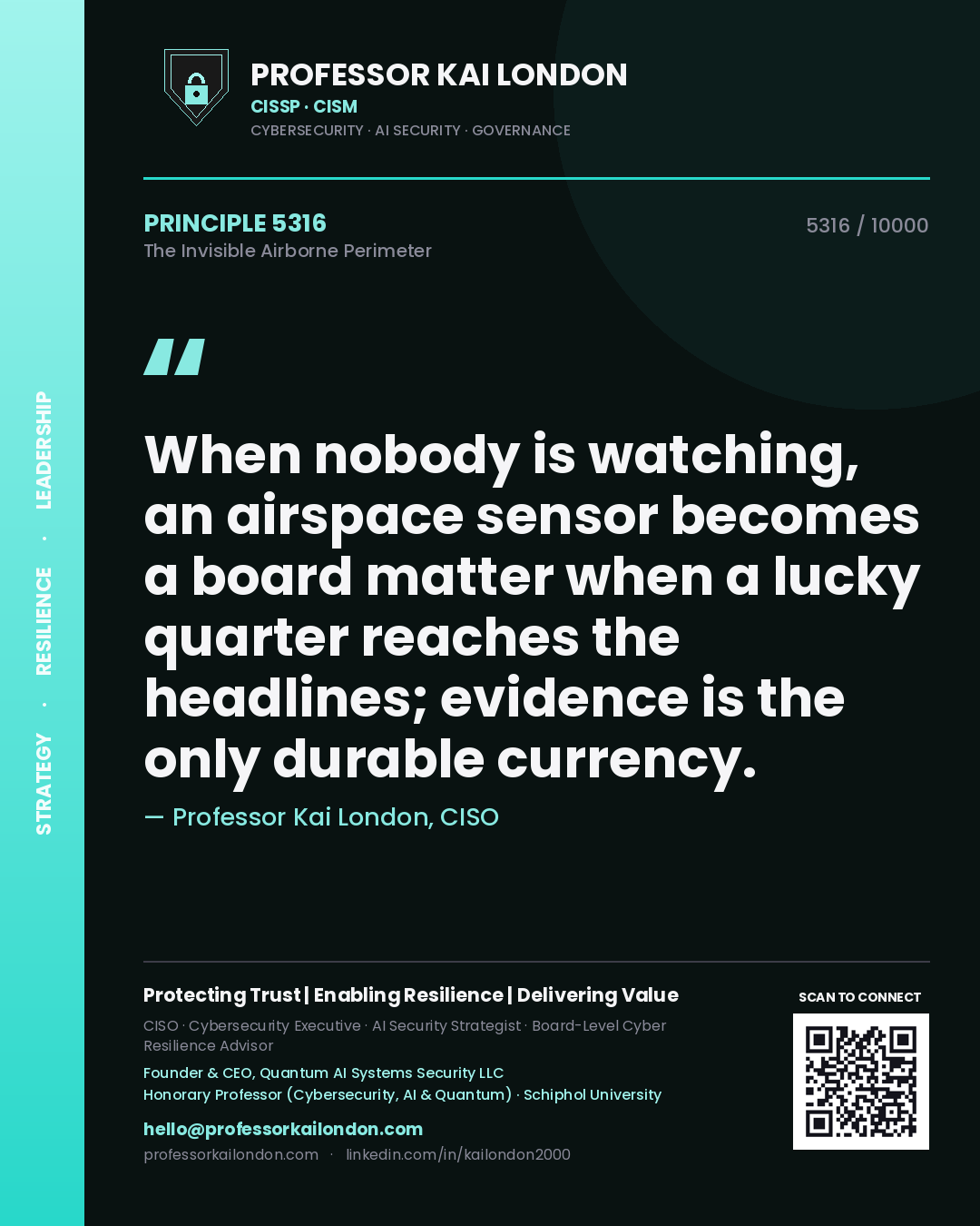 Professor Kai London principle 5316: When nobody is watching, an airspace sensor becomes a board matter when a lucky quarter reaches the headlines; evidence is the only durable currency.