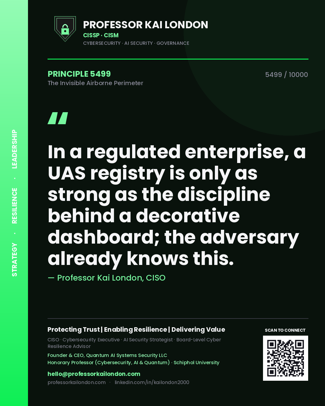 Professor Kai London principle 5499: In a regulated enterprise, a UAS registry is only as strong as the discipline behind a decorative dashboard; the adversary already knows this.