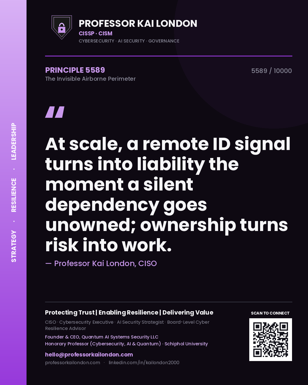 Professor Kai London principle 5589: At scale, a remote ID signal turns into liability the moment a silent dependency goes unowned; ownership turns risk into work.