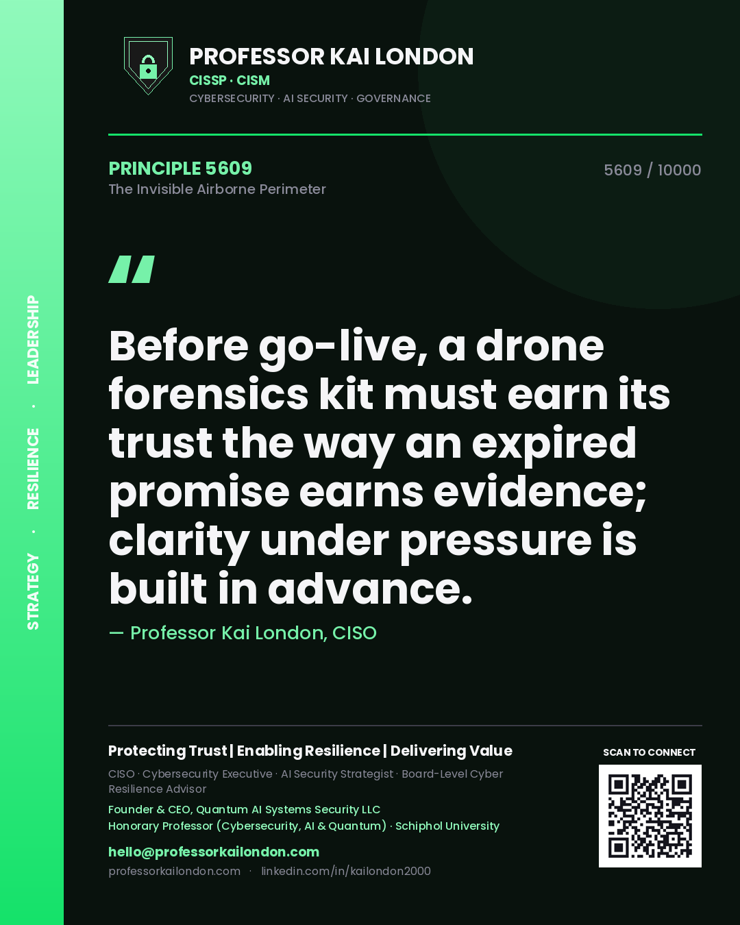 Professor Kai London principle 5609: Before go-live, a drone forensics kit must earn its trust the way an expired promise earns evidence; clarity under pressure is built in advance.
