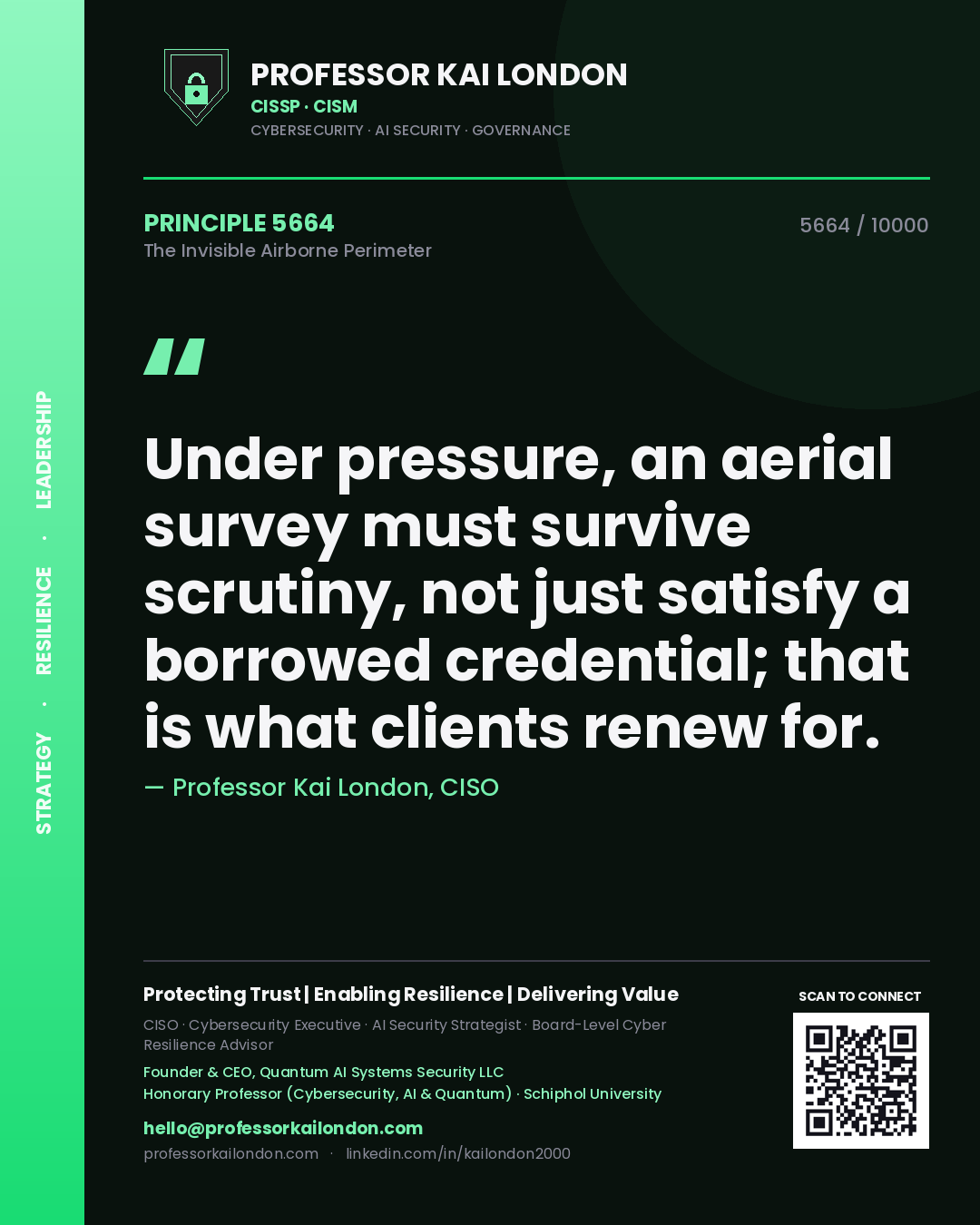 Professor Kai London principle 5664: Under pressure, an aerial survey must survive scrutiny, not just satisfy a borrowed credential; that is what clients renew for.