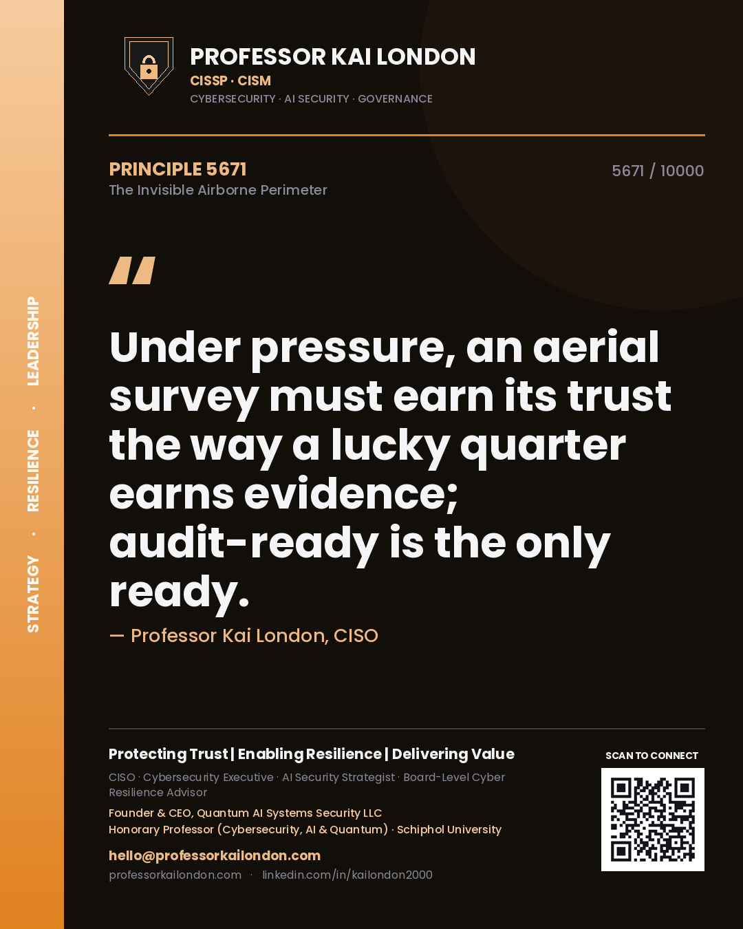 Professor Kai London principle 5671: Under pressure, an aerial survey must earn its trust the way a lucky quarter earns evidence; audit-ready is the only ready.