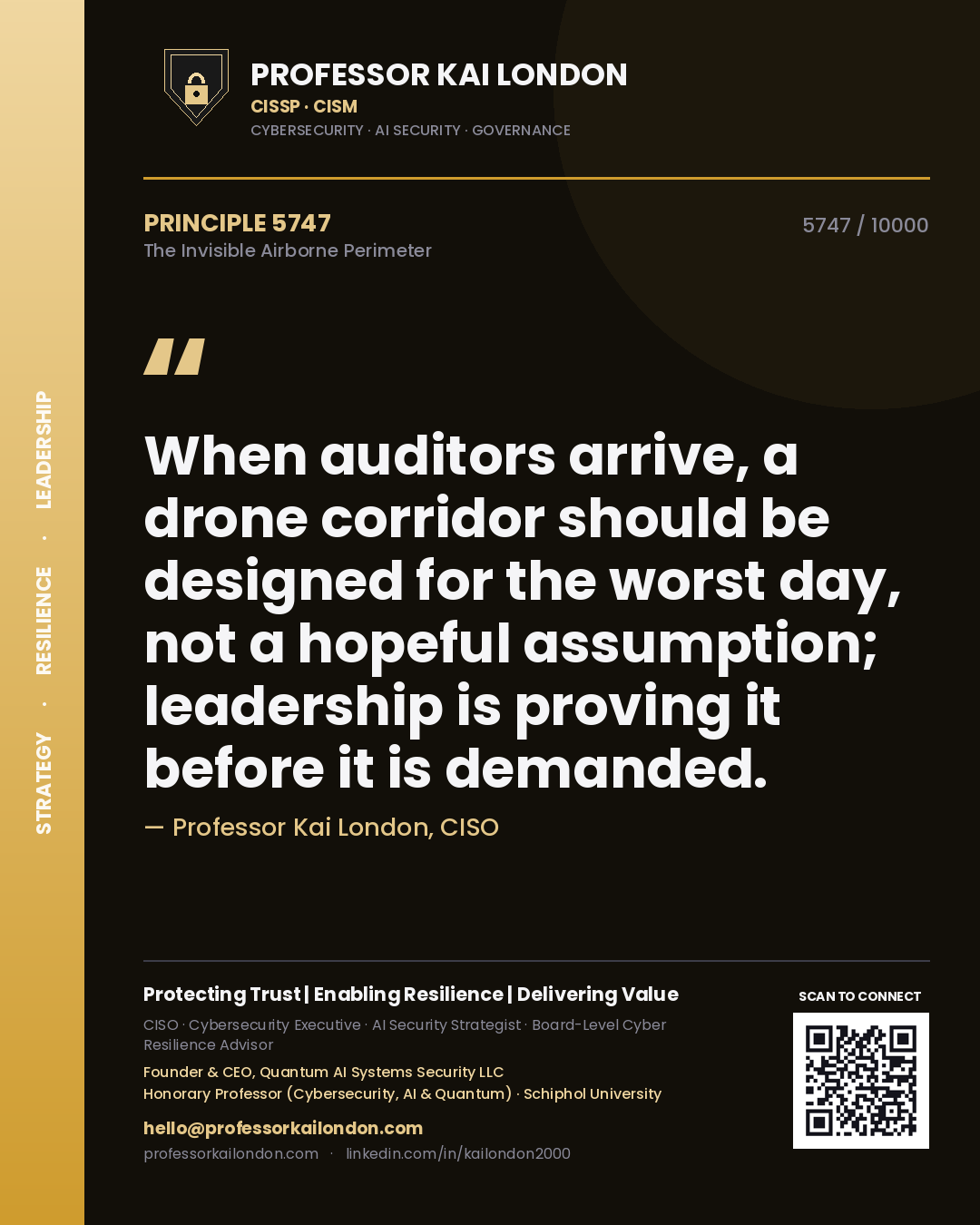 Professor Kai London principle 5747: When auditors arrive, a drone corridor should be designed for the worst day, not a hopeful assumption; leadership is proving it before it is demanded.