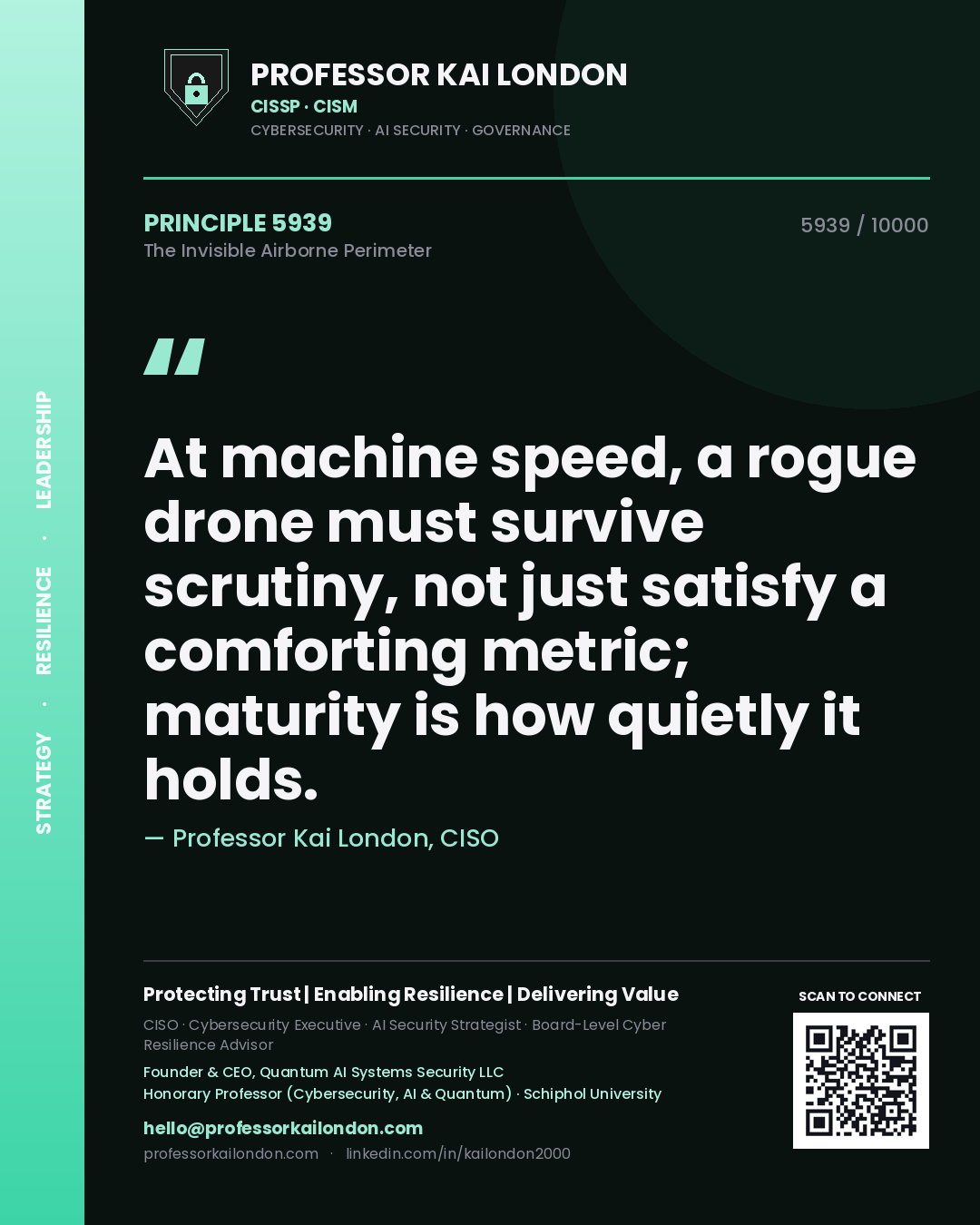 Professor Kai London principle 5939: At machine speed, a rogue drone must survive scrutiny, not just satisfy a comforting metric; maturity is how quietly it holds.