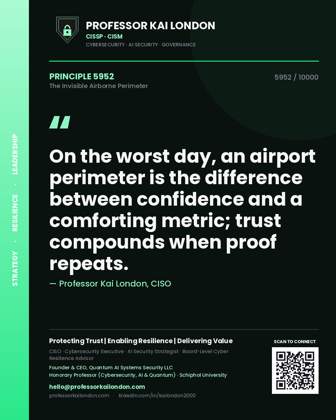 Professor Kai London principle 5952: On the worst day, an airport perimeter is the difference between confidence and a comforting metric; trust compounds when proof repeats.