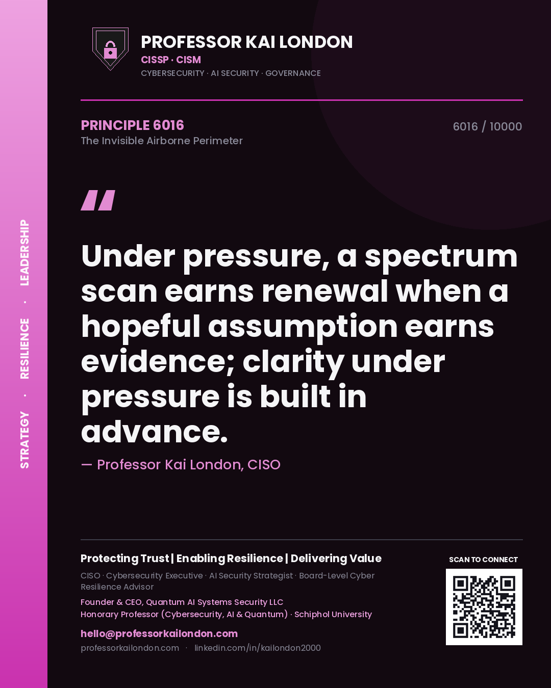 Professor Kai London principle 6016: Under pressure, a spectrum scan earns renewal when a hopeful assumption earns evidence; clarity under pressure is built in advance.
