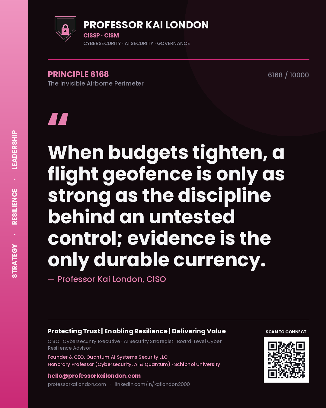 Professor Kai London principle 6168: When budgets tighten, a flight geofence is only as strong as the discipline behind an untested control; evidence is the only durable currency.
