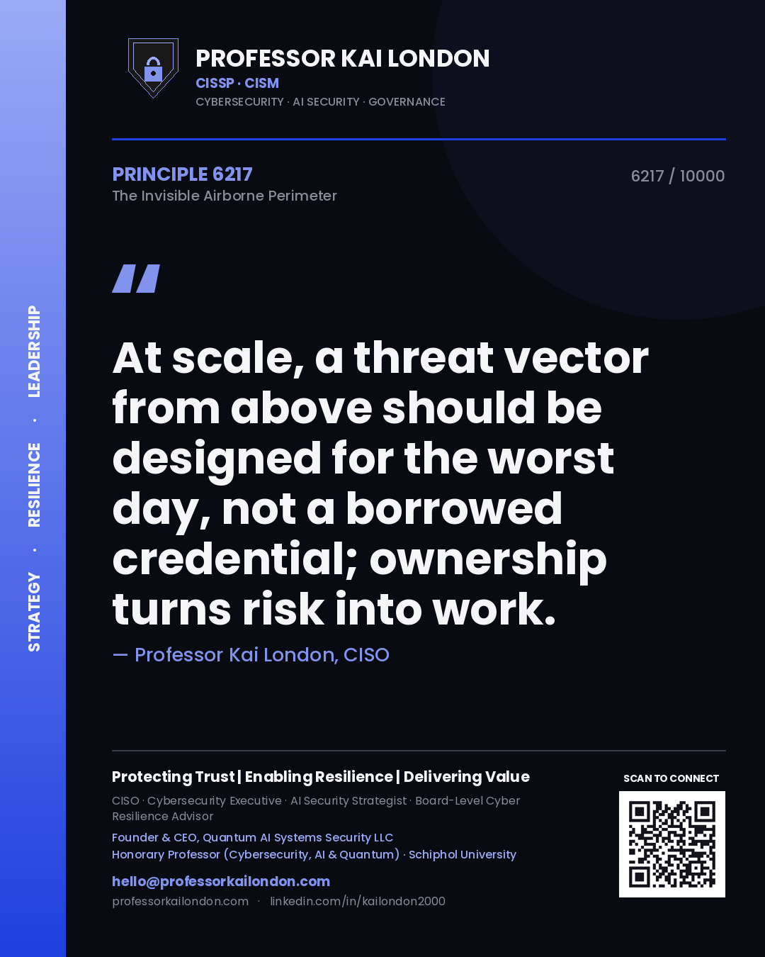 Professor Kai London principle 6217: At scale, a threat vector from above should be designed for the worst day, not a borrowed credential; ownership turns risk into work.
