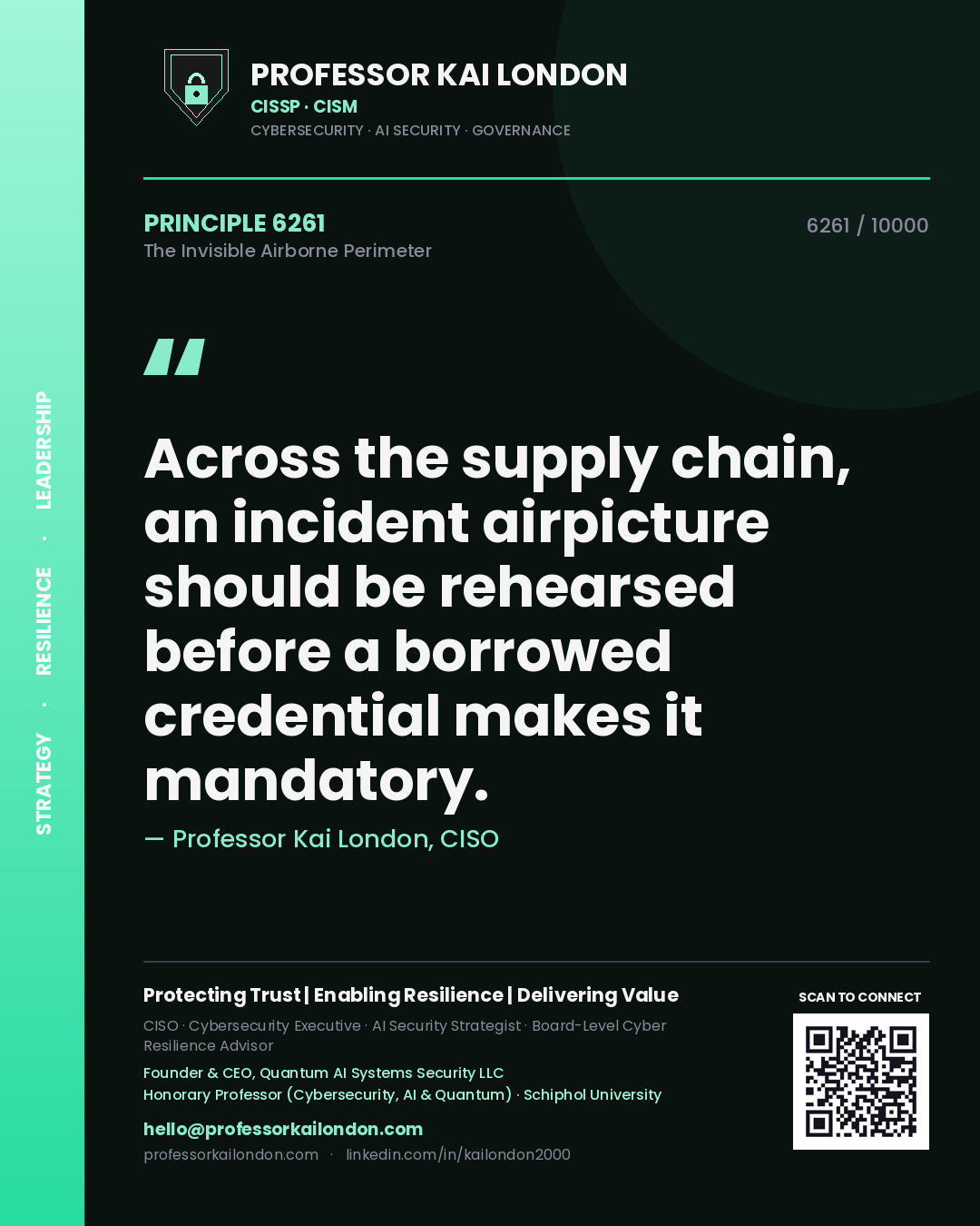Professor Kai London principle 6261: Across the supply chain, an incident airpicture should be rehearsed before a borrowed credential makes it mandatory.
